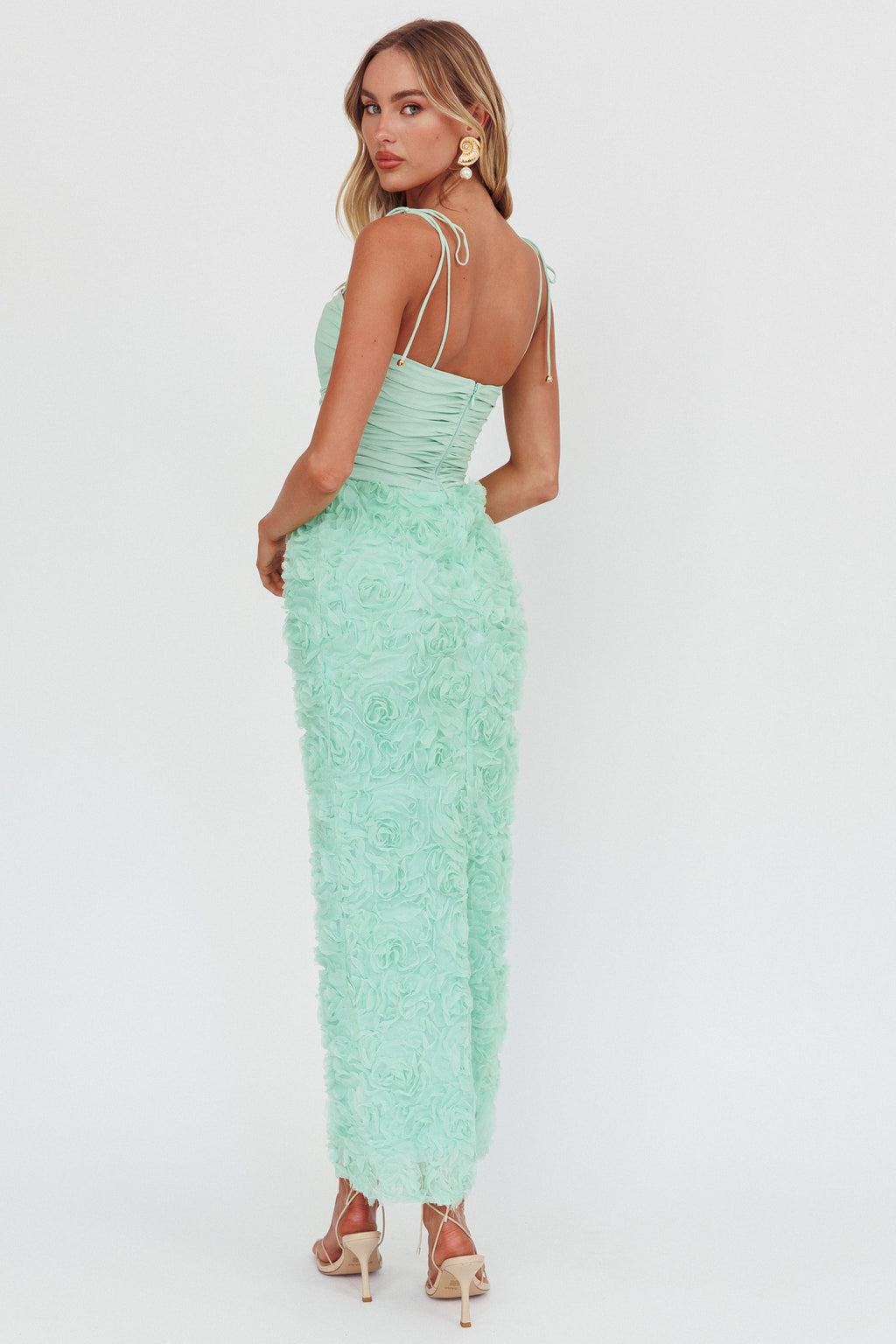 Love & Honor Textured Floral Maxi Dress Sage by Selfie Leslie Australia