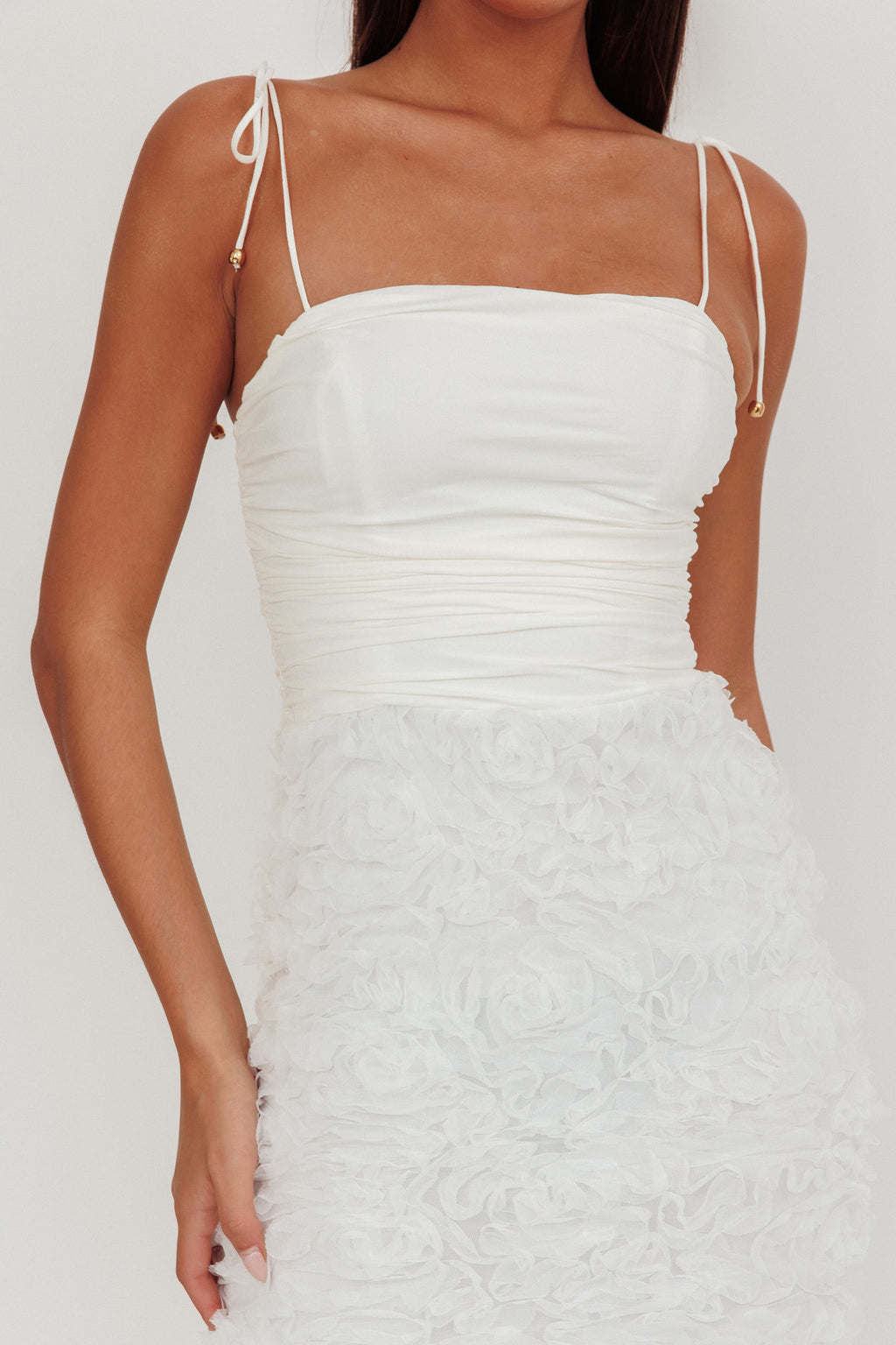 Love & Honor Textured Floral Maxi Dress White by Selfie Leslie Australia
