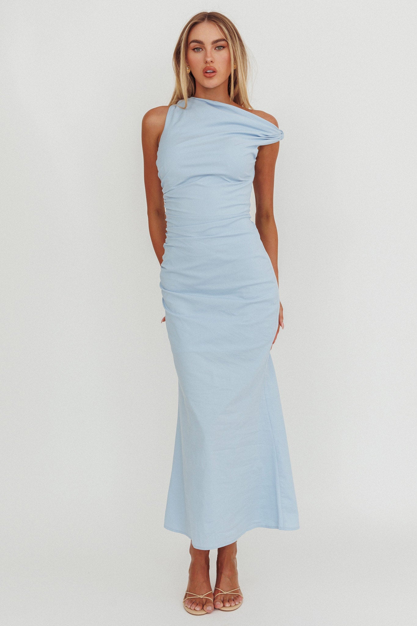 Angel's Song Asymmetric Neckline Maxi Dress Blue by Selfie Leslie Australia