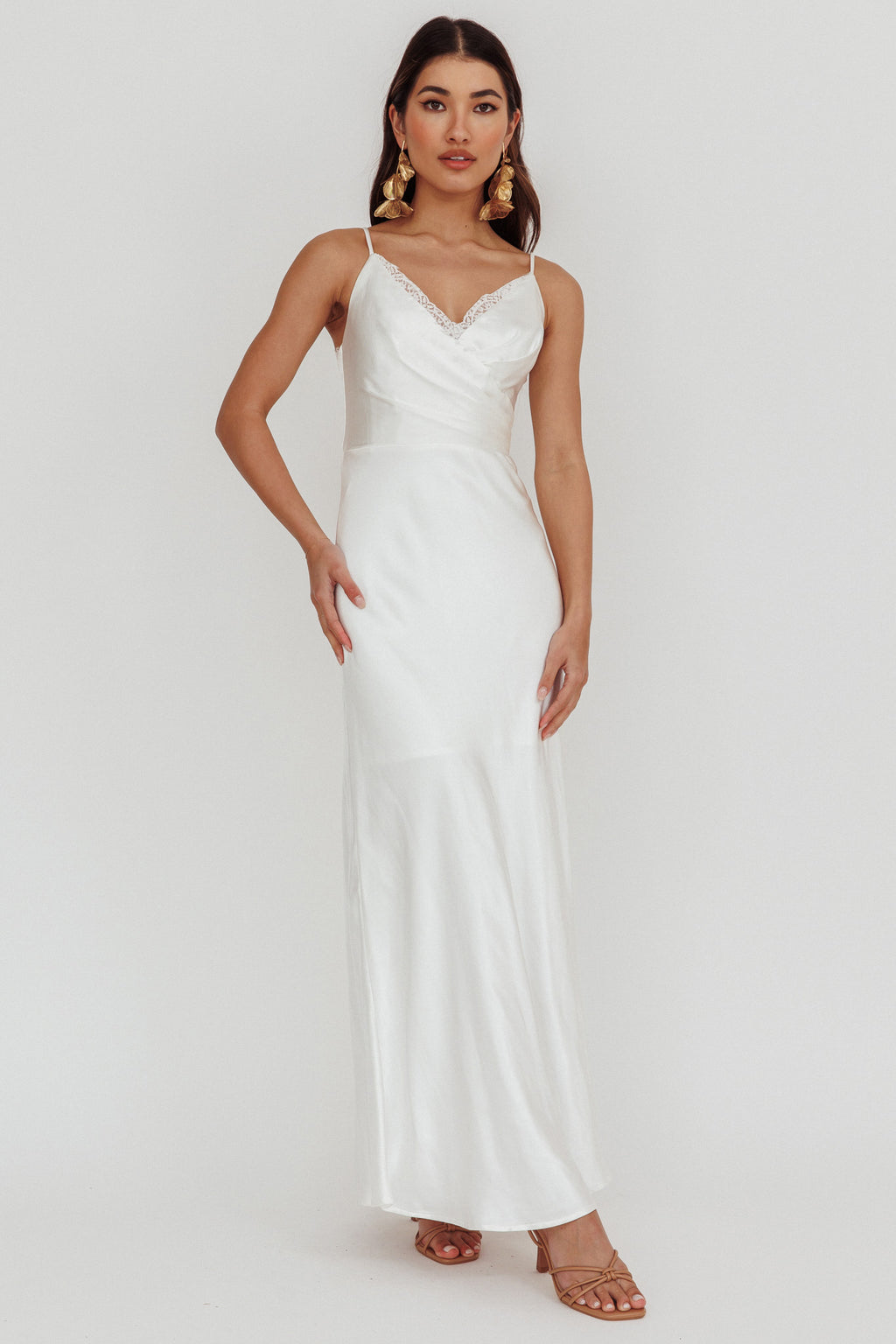 Our Story Surplice Neckline Maxi Dress Off White by Selfie Leslie Australia