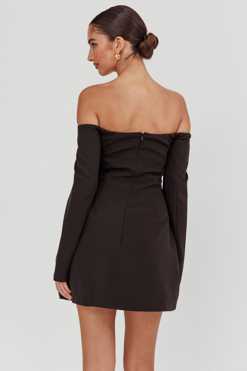 Cherry Wine Off Shoulder Mini Dress Black by Selfie Leslie Australia