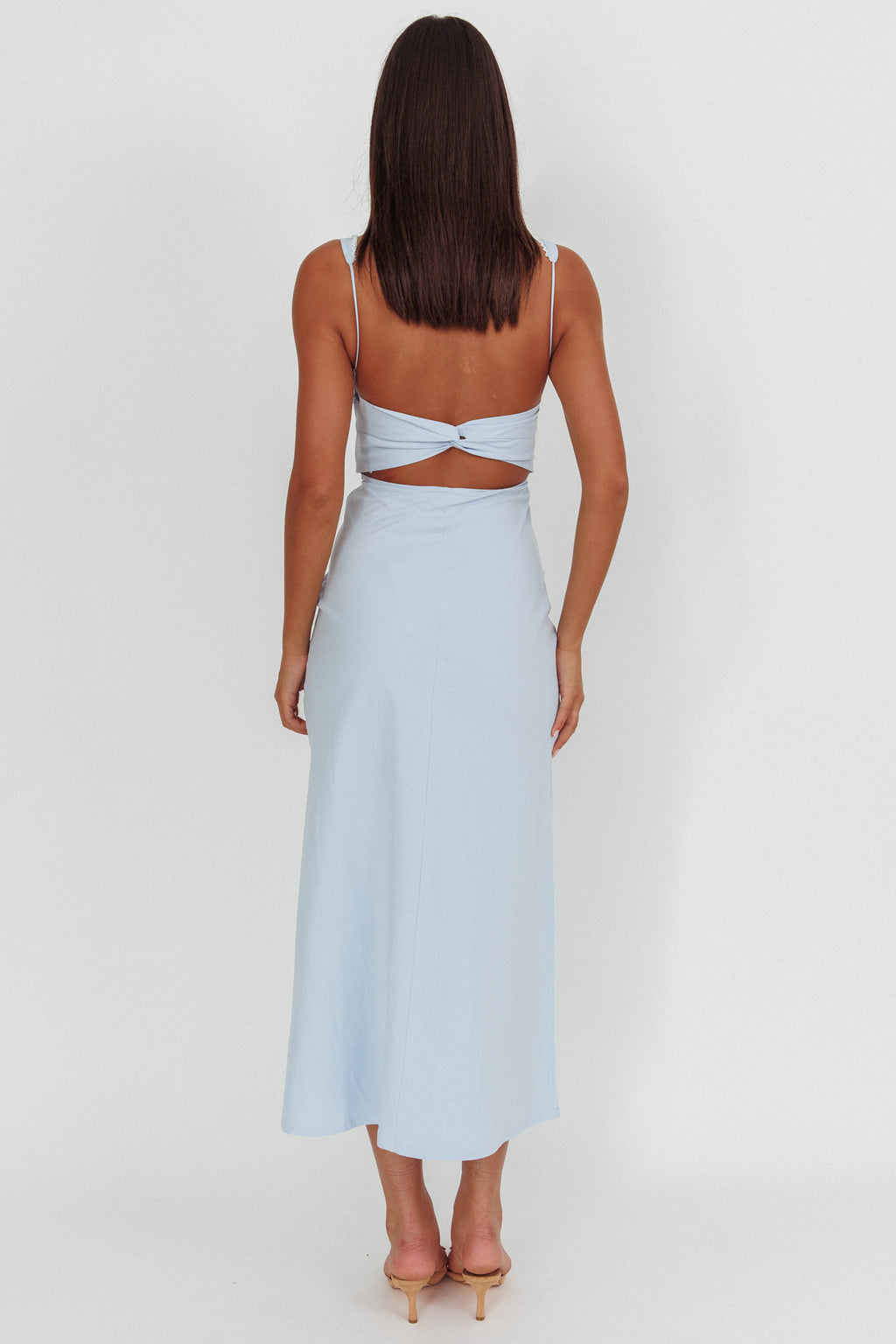 Moonlit Reverie Twist Back Maxi Dress Blue by Selfie Leslie Australia