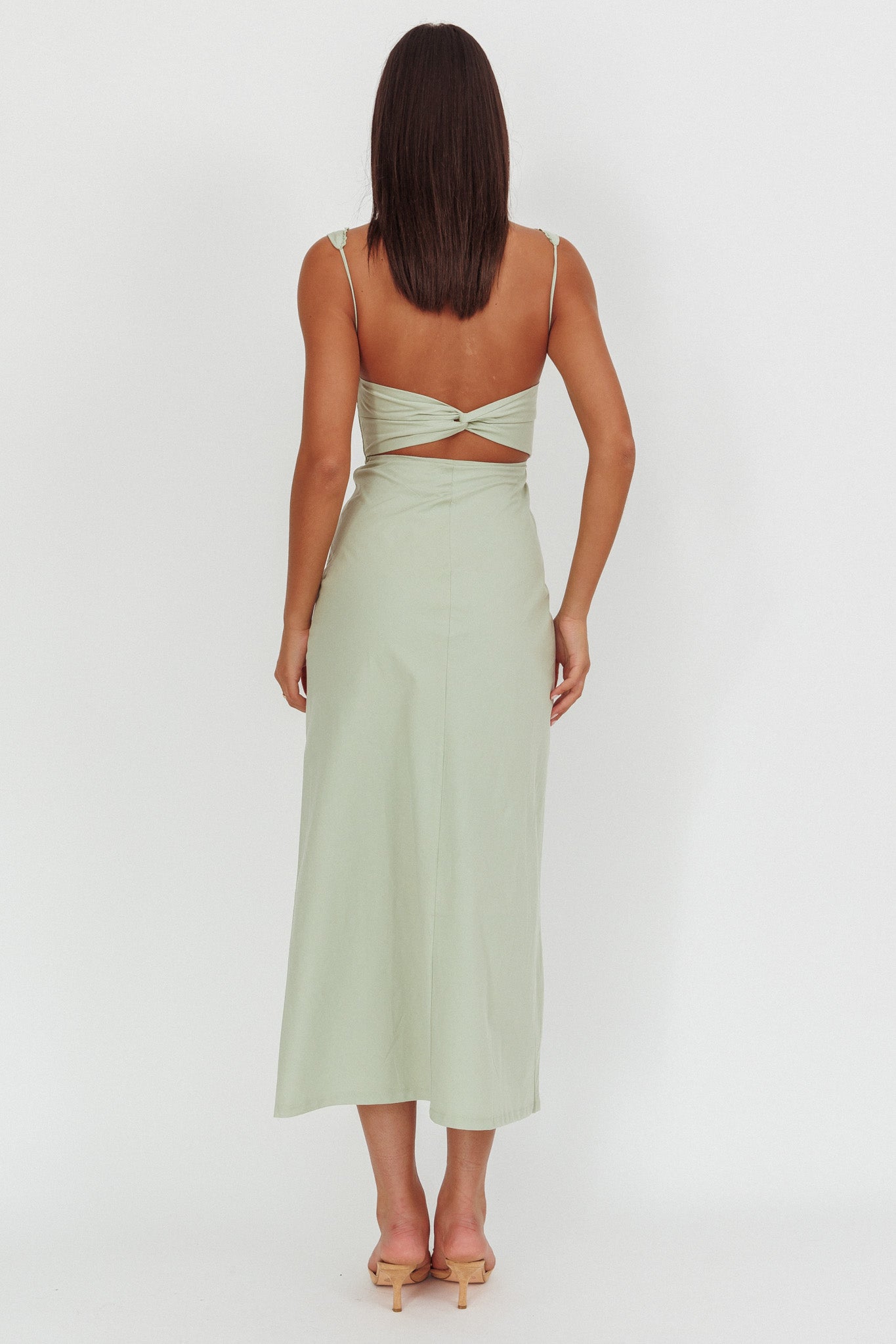 Moonlit Reverie Twist Back Maxi Dress Sage by Selfie Leslie Australia