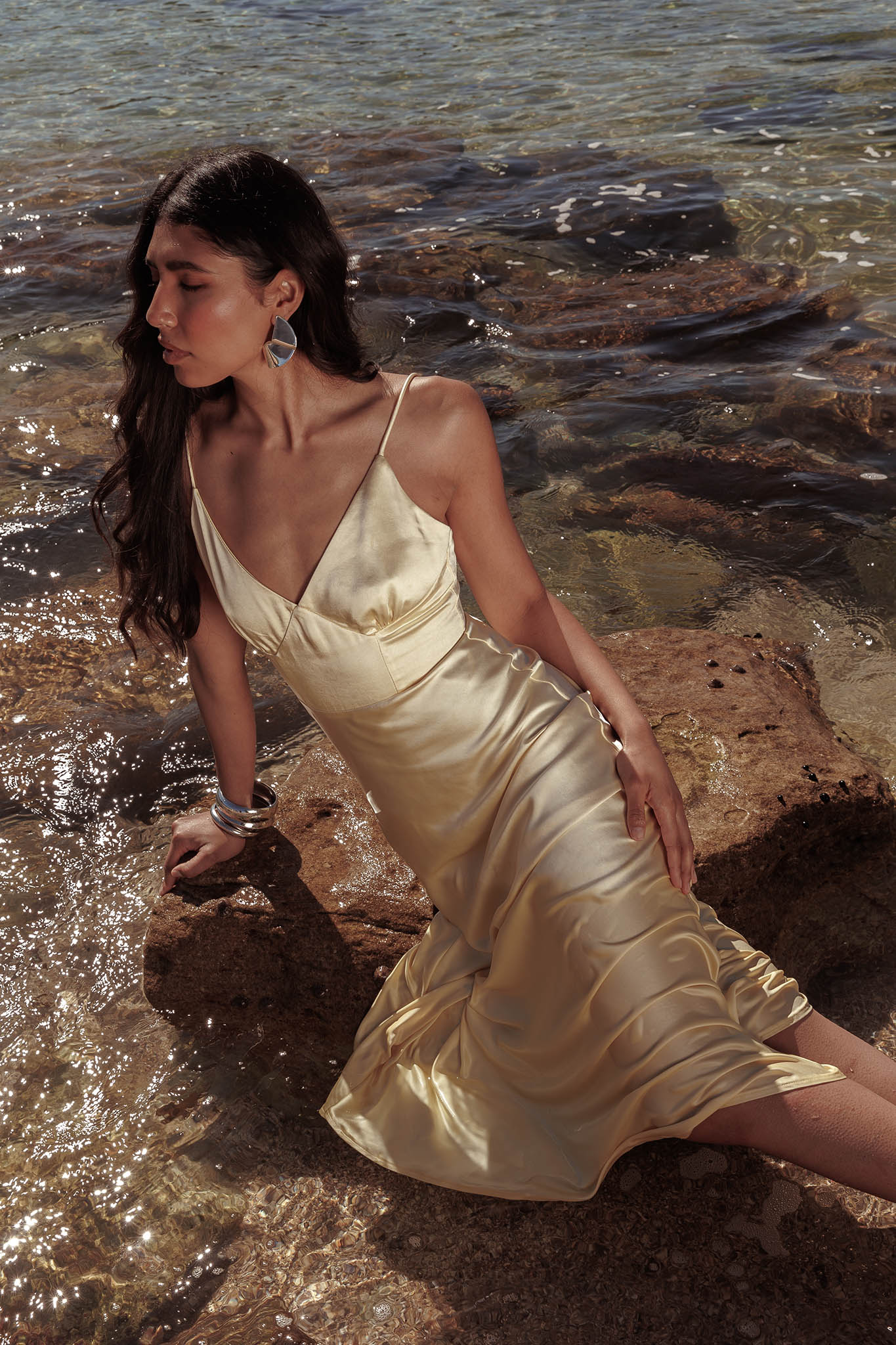 chinese dress ladies Hold Me Satin Backless Maxi Dress Lemon– Selfie Leslie Australia