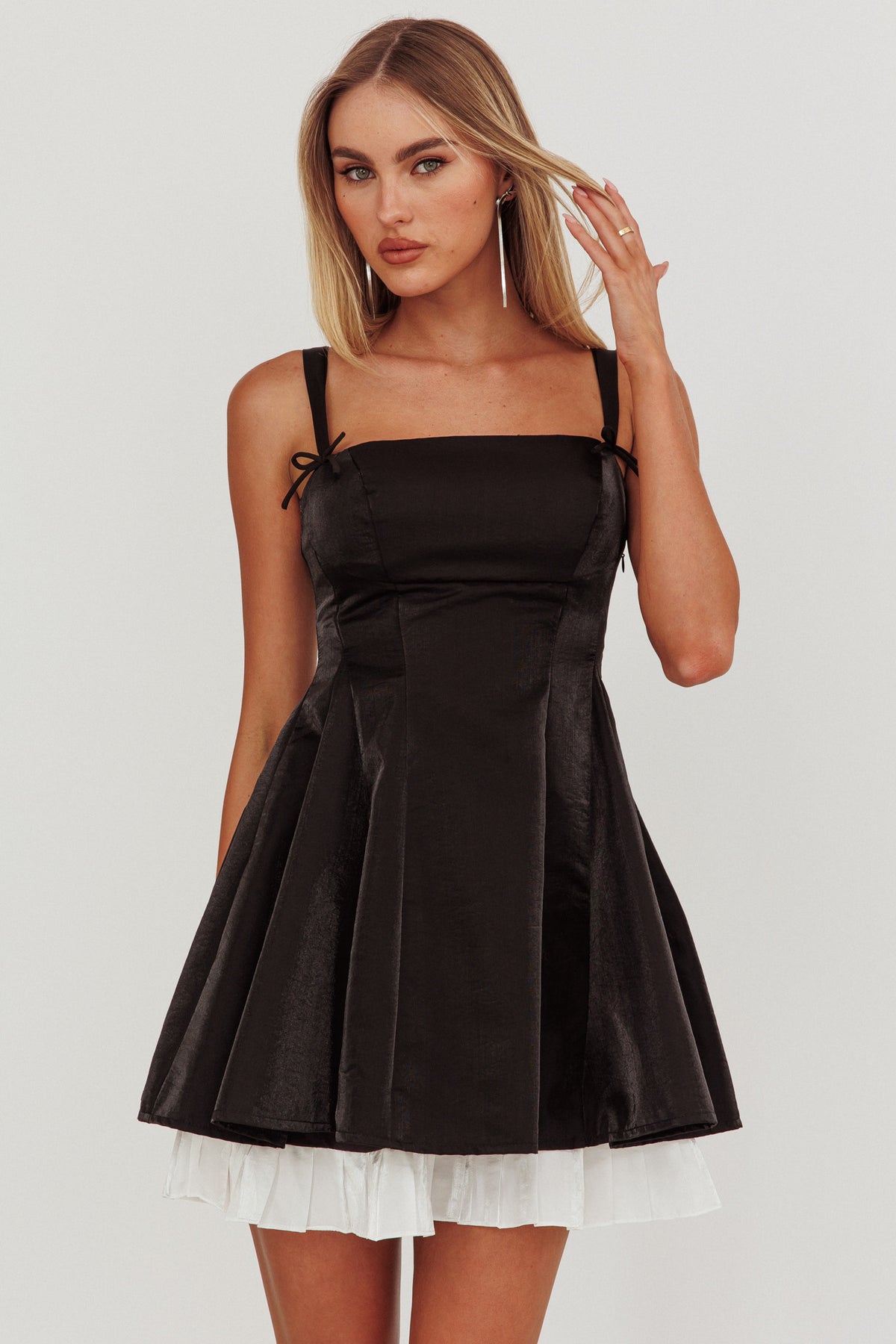 black fit and flare mini dress Night Rider Long Cool Woman in Brown Satin Dress Size:31W | 32-34L