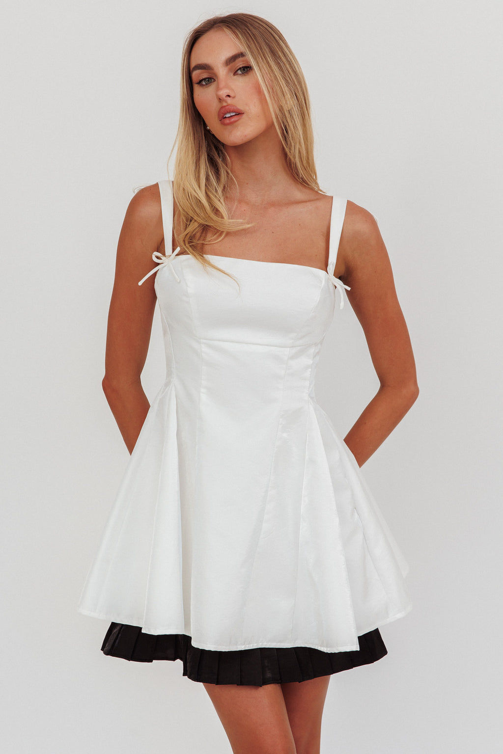 Night Rider Fit And Flare Mini Dress White by Selfie Leslie Australia