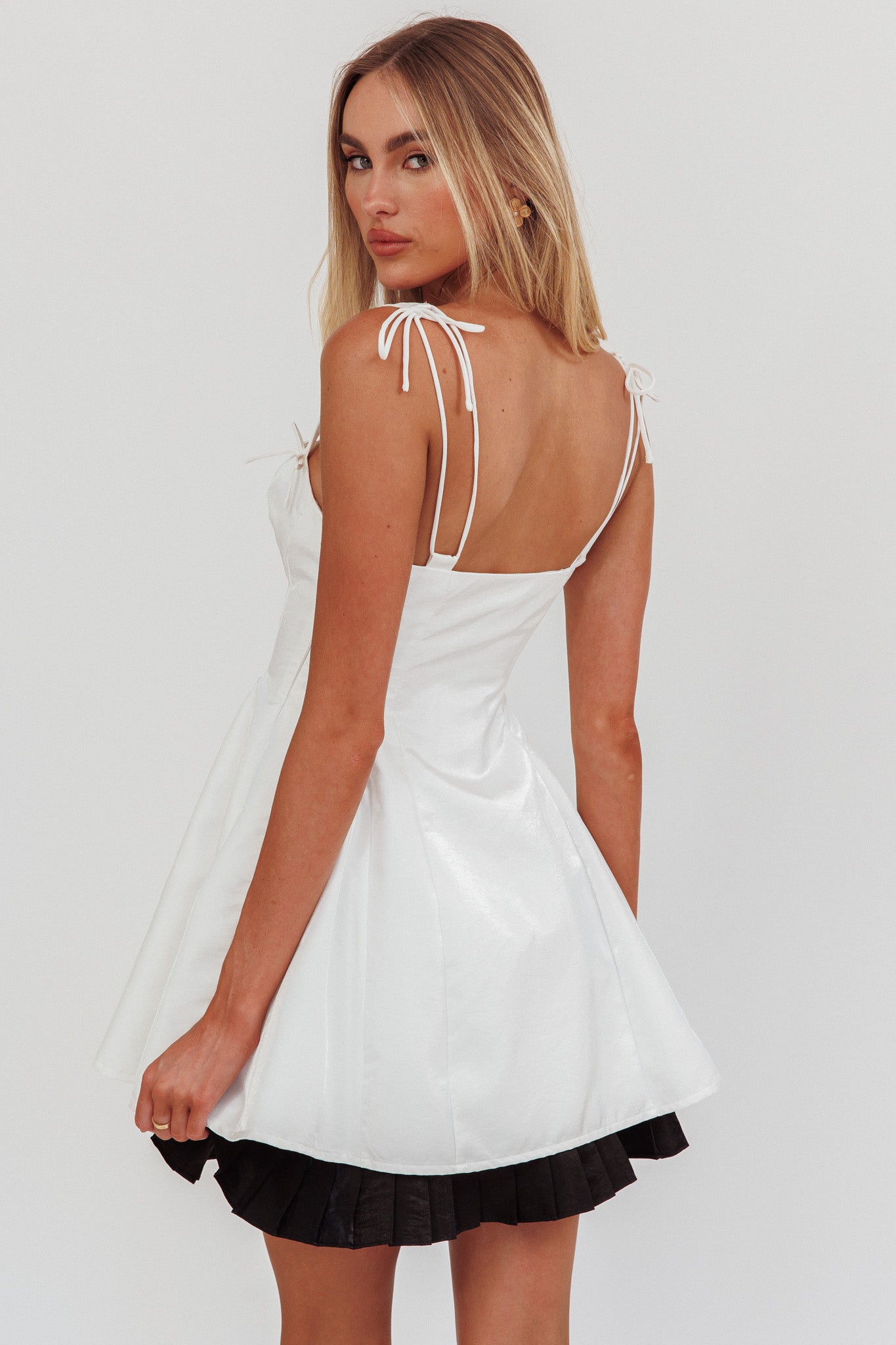 Night Rider Fit And Flare Mini Dress White by Selfie Leslie Australia