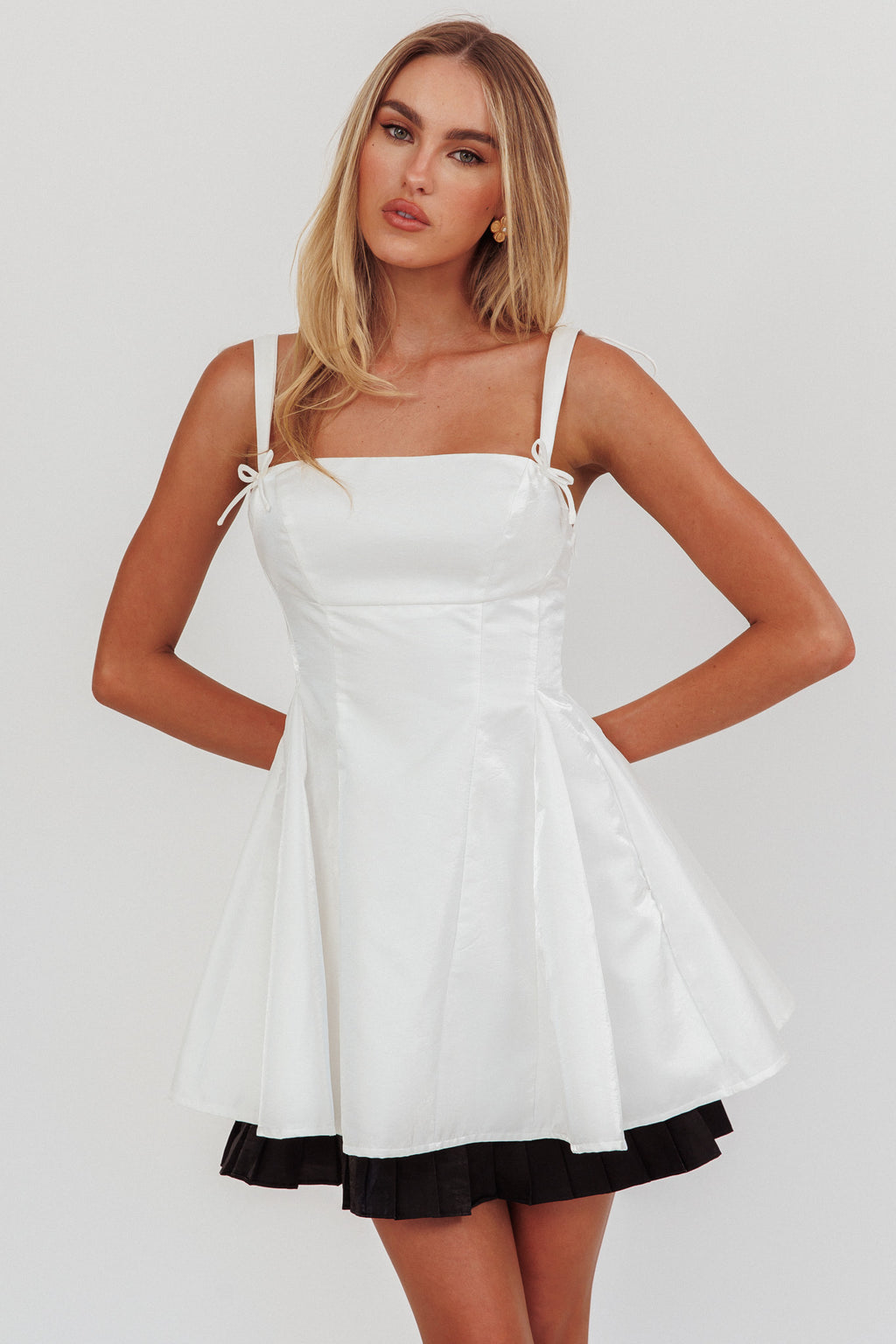 Night Rider Fit And Flare Mini Dress White by Selfie Leslie Australia