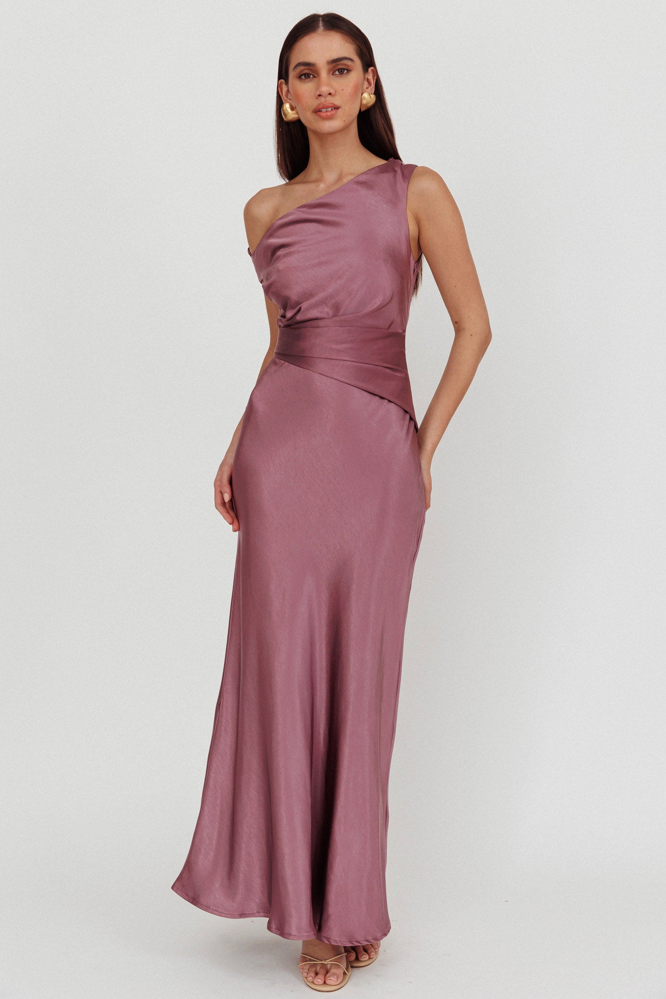 Twilight Asymmetric Neckline Maxi Dress Grape by Selfie Leslie Australia