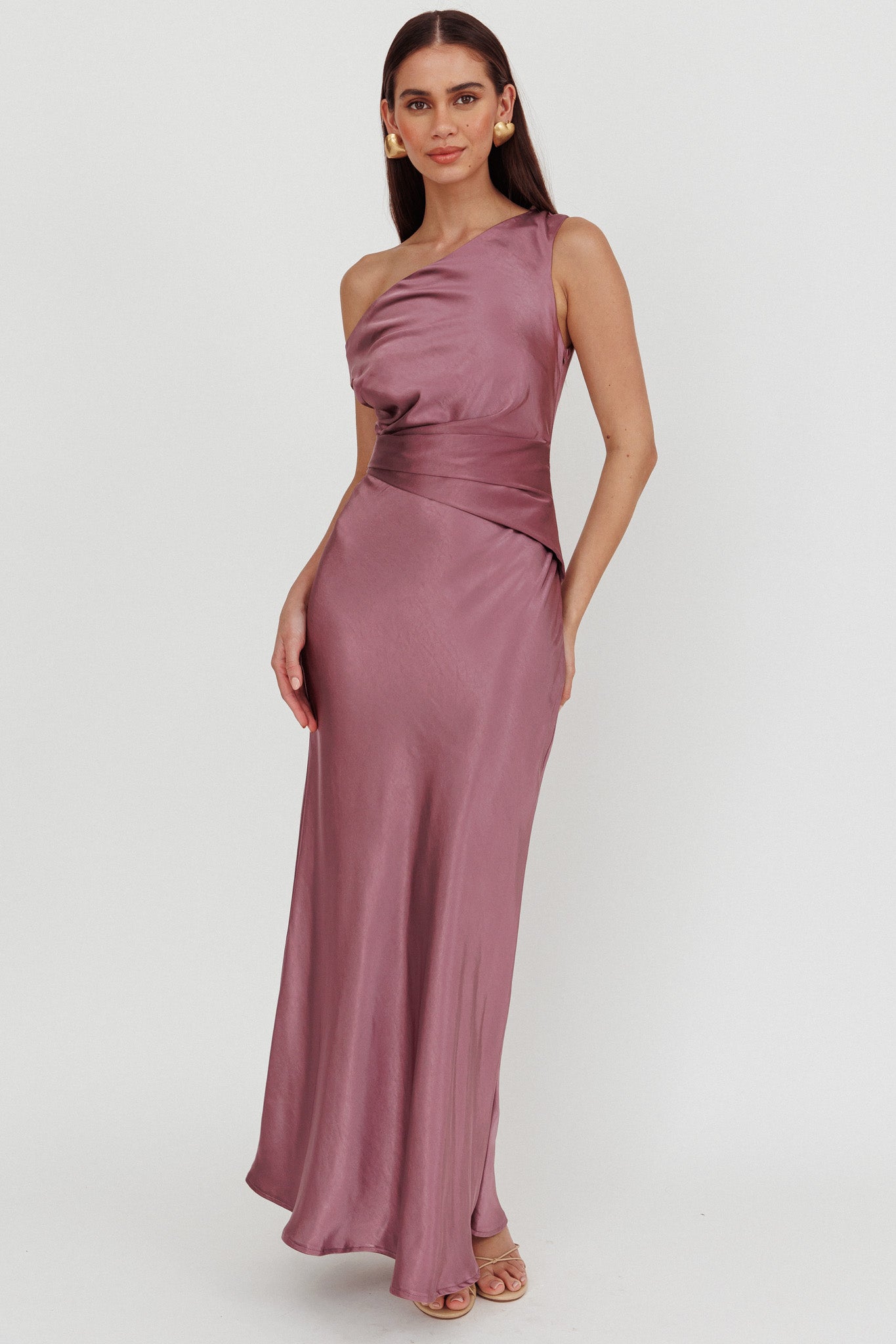 Twilight Asymmetric Neckline Maxi Dress Grape by Selfie Leslie Australia