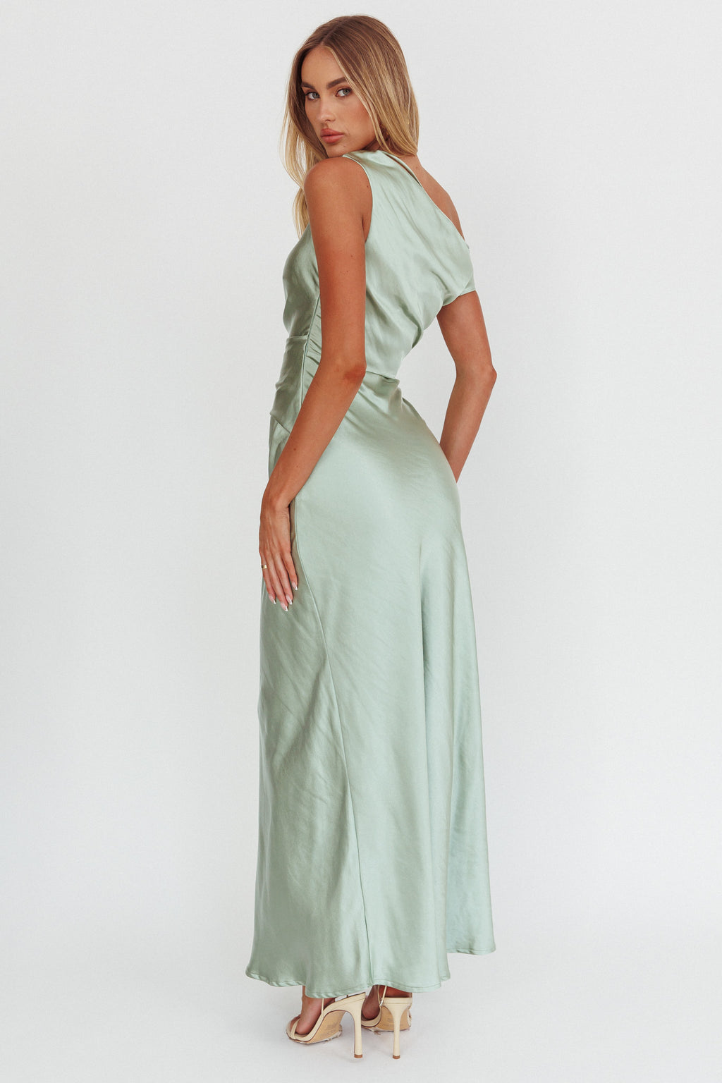 Twilight Asymmetric Neckline Maxi Dress Sage by Selfie Leslie Australia