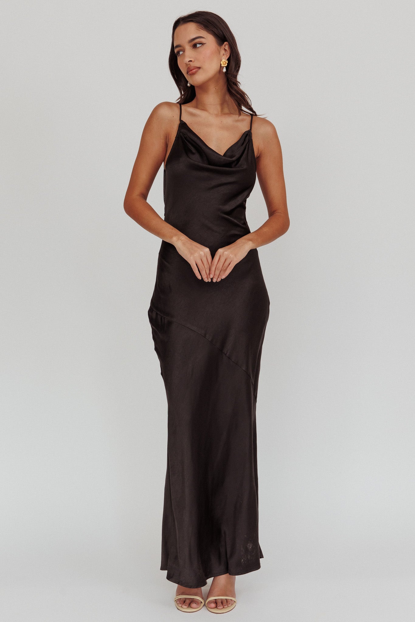 Noreen Cut-Out Back Maxi Dress Black by Selfie Leslie Australia