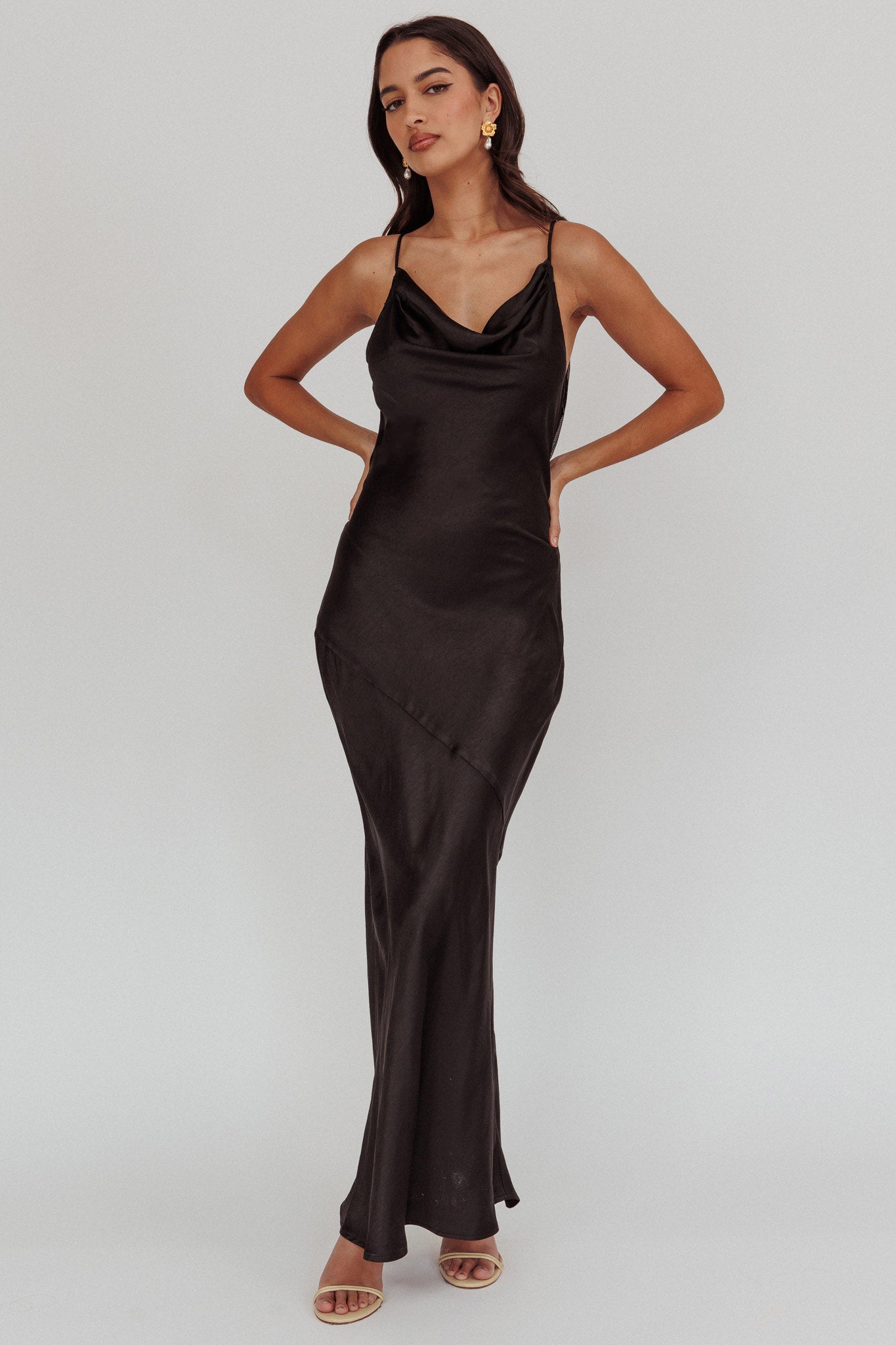 Noreen Cut-Out Back Maxi Dress Black by Selfie Leslie Australia