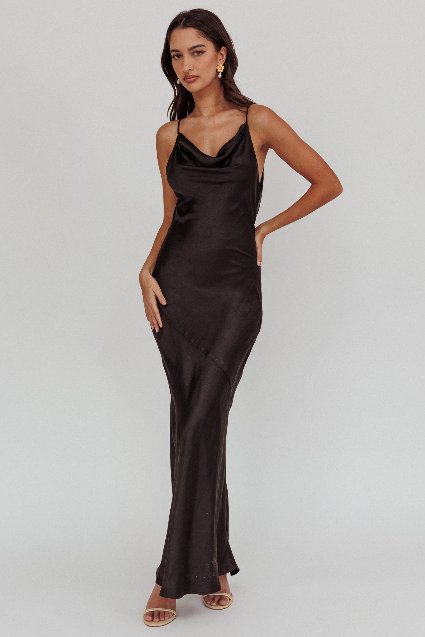 Noreen Cut-Out Back Maxi Dress Black by Selfie Leslie Australia