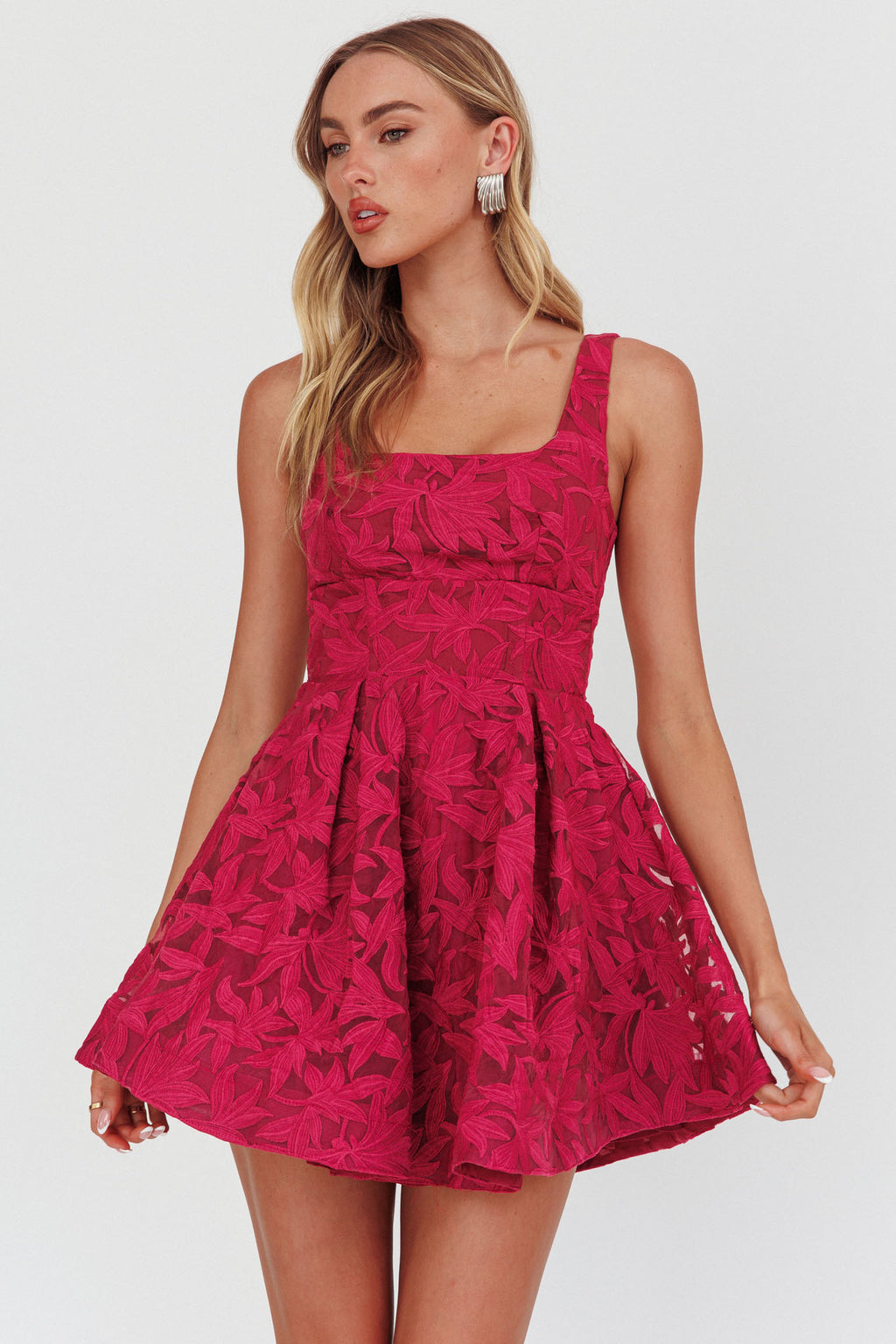 Miley Embroidered A-Line Mini Dress Fuchsia by Selfie Leslie Australia