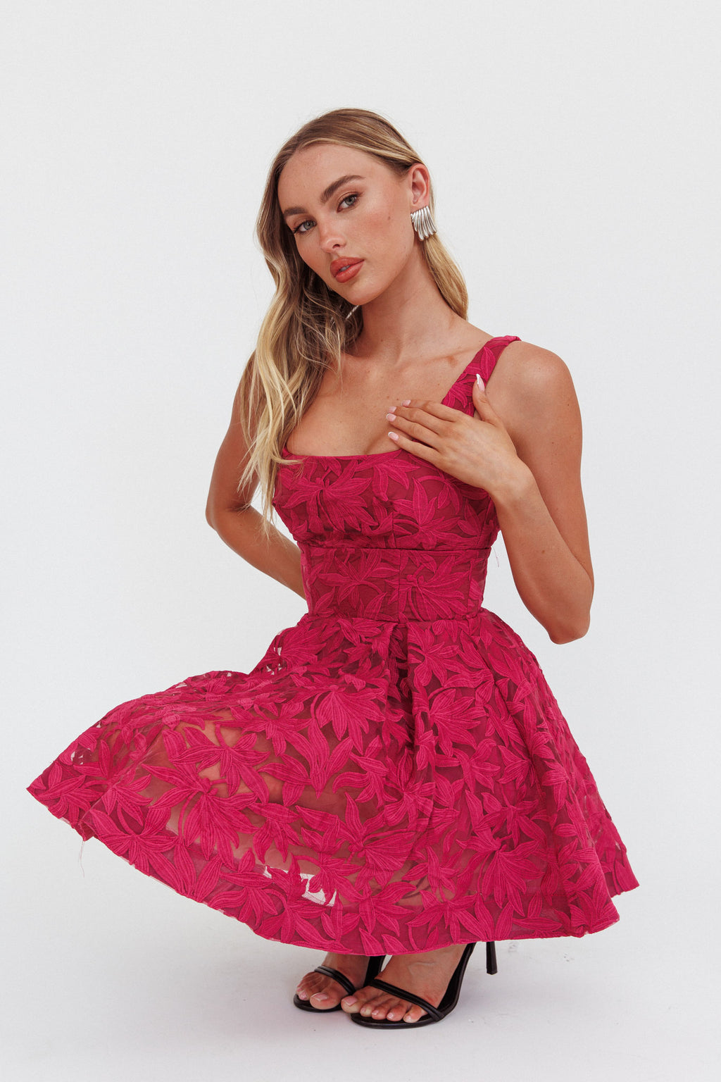 Miley Embroidered A-Line Mini Dress Fuchsia by Selfie Leslie Australia