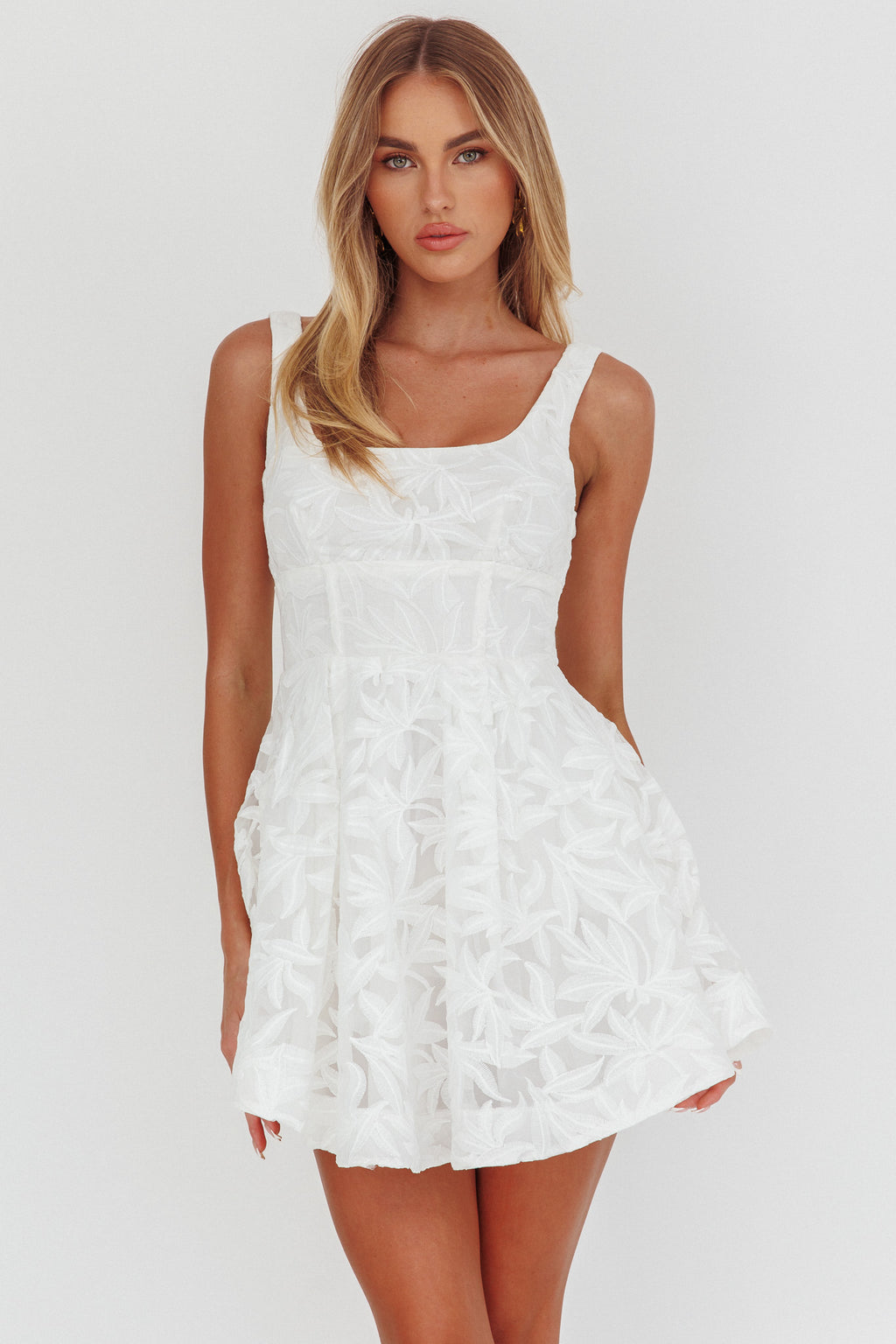 Miley Embroidered A-Line Mini Dress White by Selfie Leslie Australia
