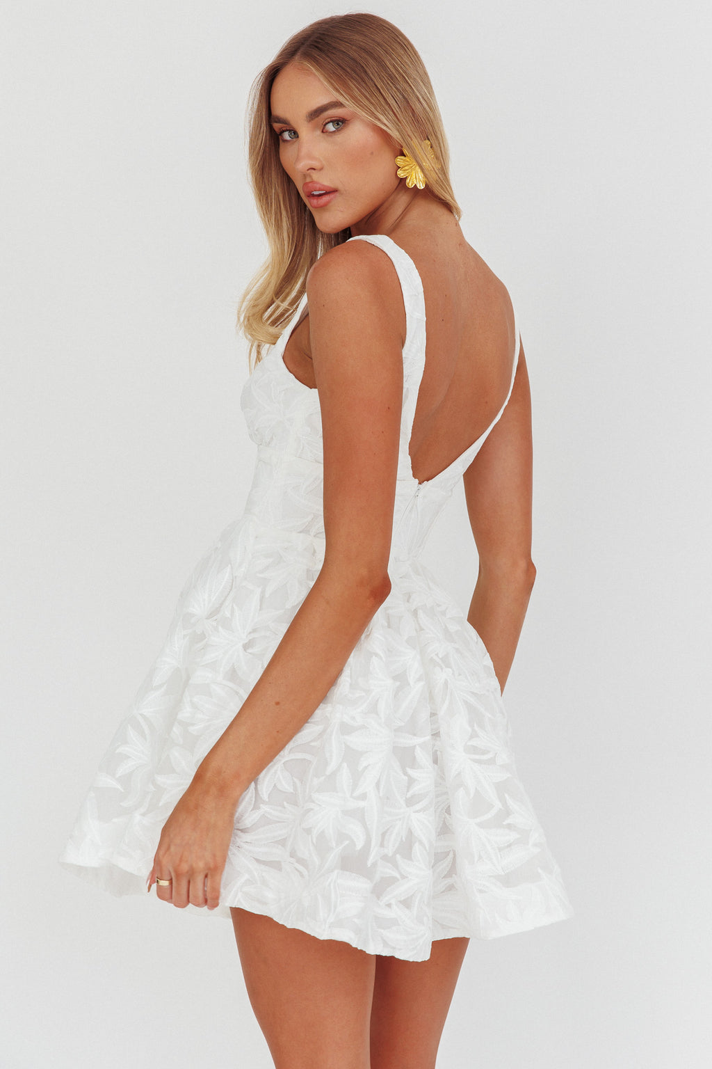 Miley Embroidered A-Line Mini Dress White by Selfie Leslie Australia