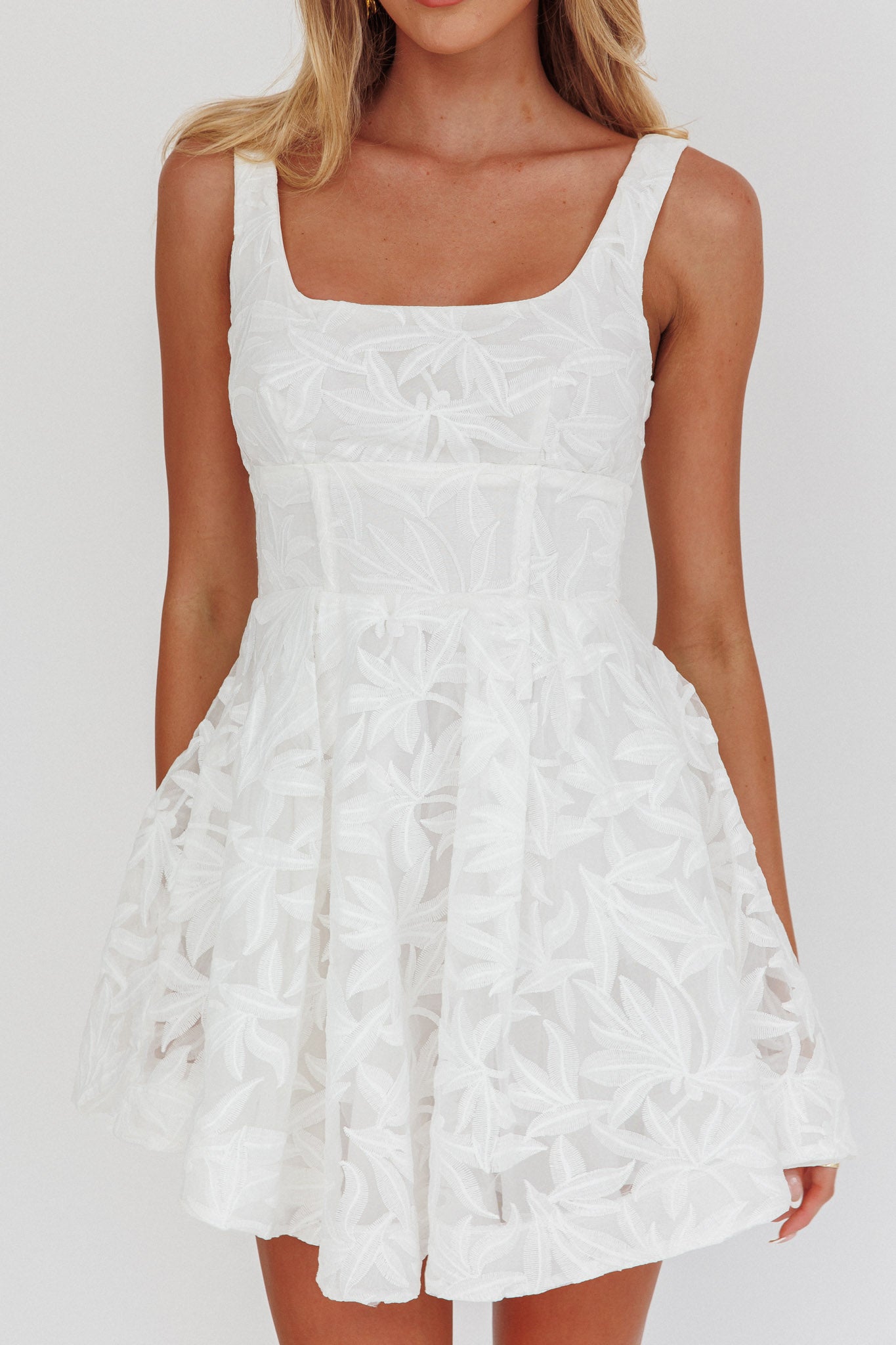 Miley Embroidered A-Line Mini Dress White by Selfie Leslie Australia