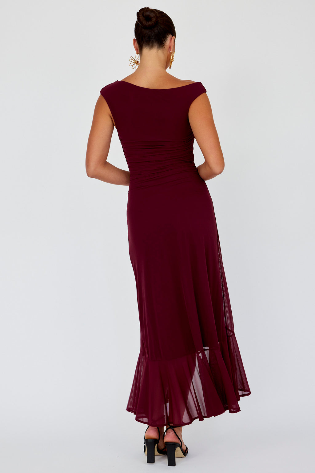 Moonlit Magic Asymmetric Neckline Maxi Dress Wine by Selfie Leslie Australia
