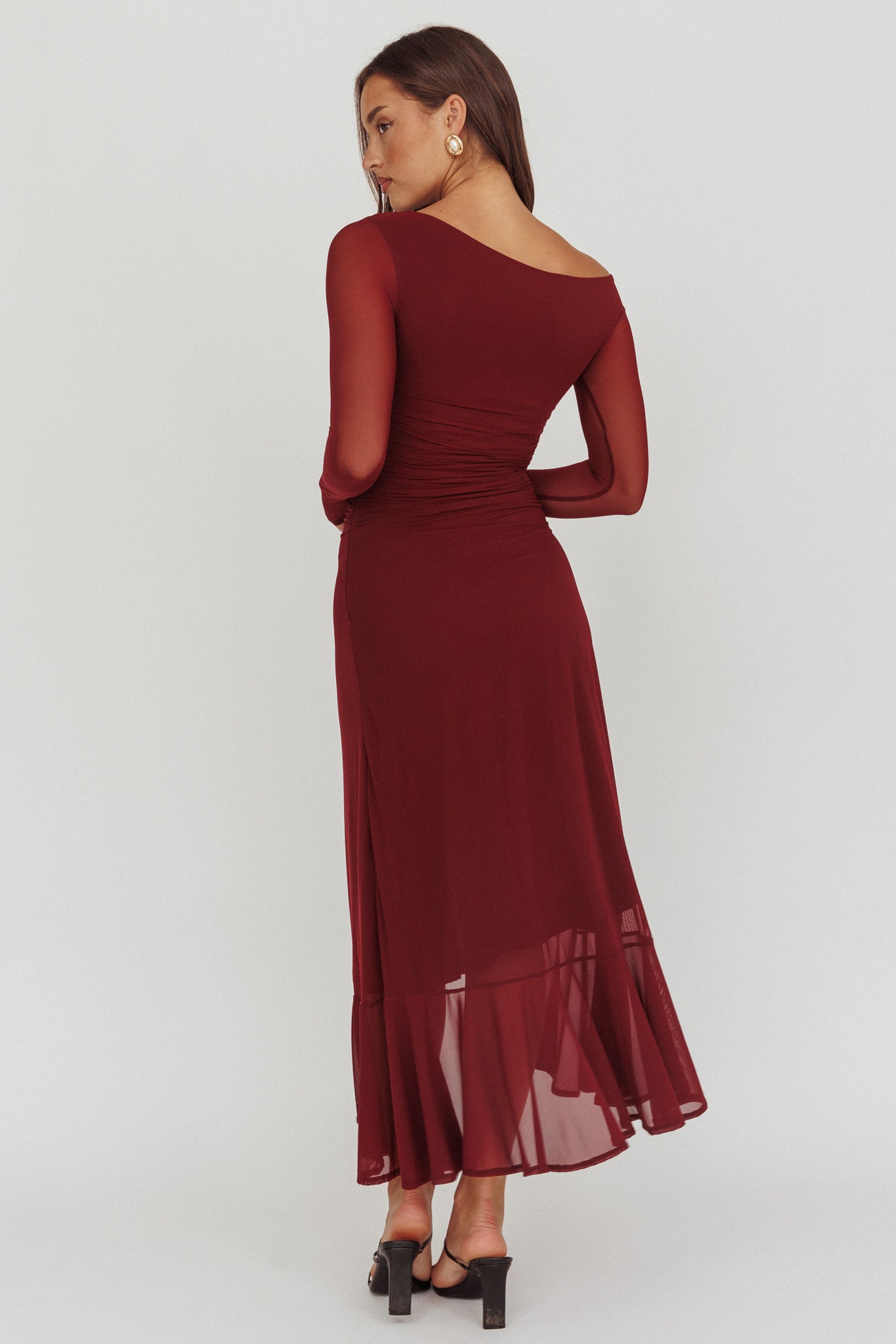 Moonlit Magic Long Sleeve Maxi Dress Wine by Selfie Leslie Australia