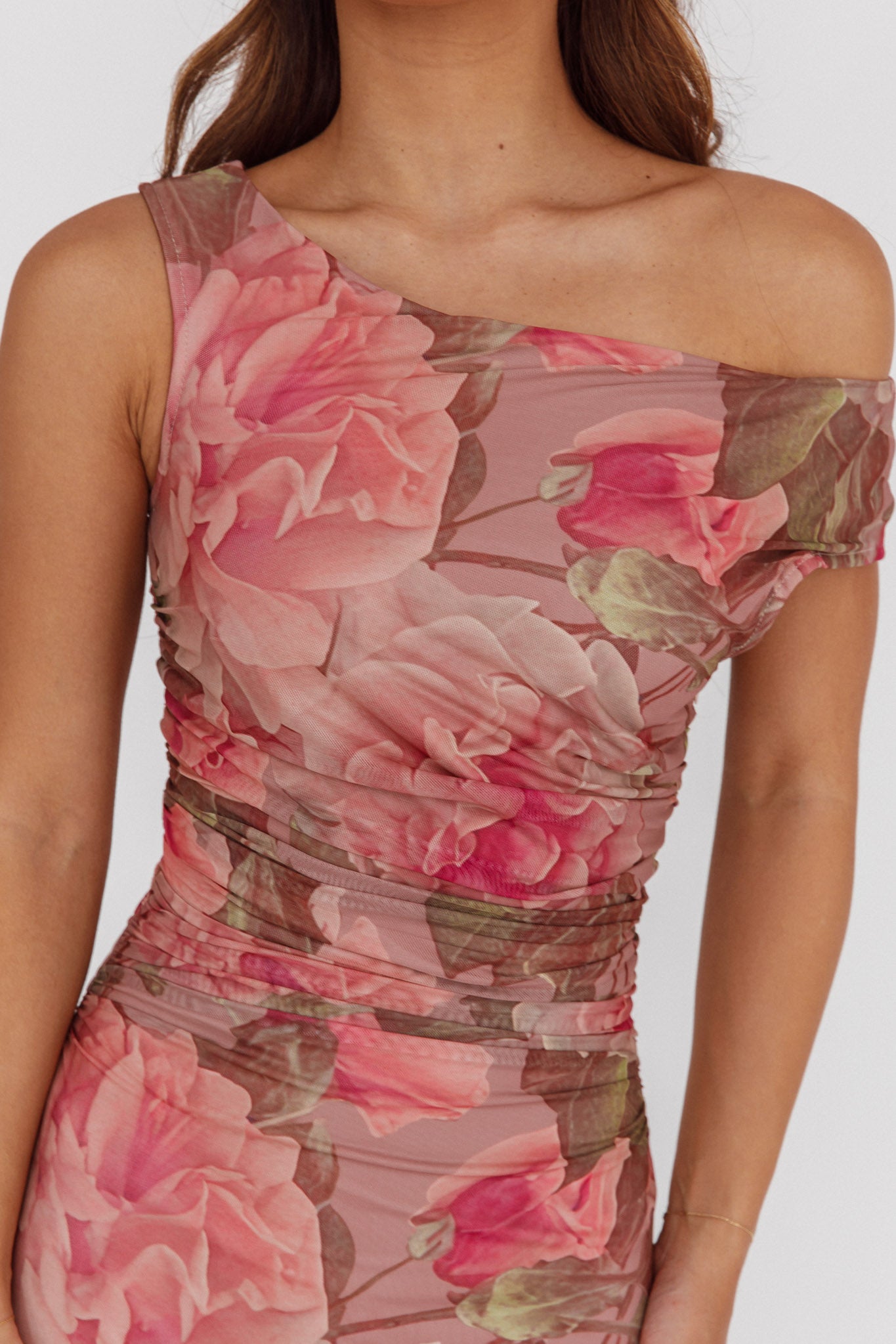 Moonlit Magic Asymmetric Neckline Maxi Dress Floral Blush by Selfie Leslie Australia