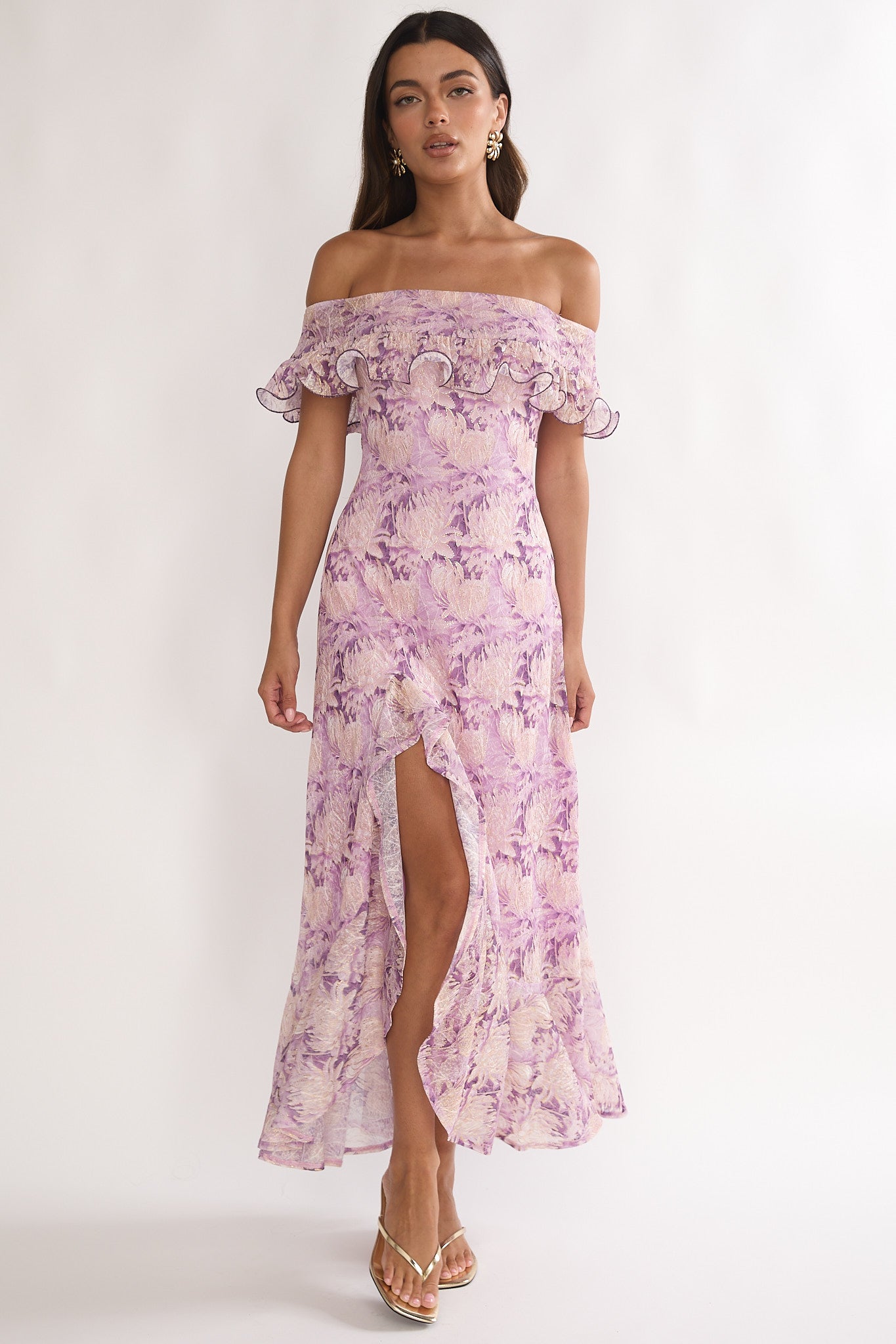 Moonlit Magic Off-Shoulder Maxi Dress Floral Dress by Selfie Leslie Australia