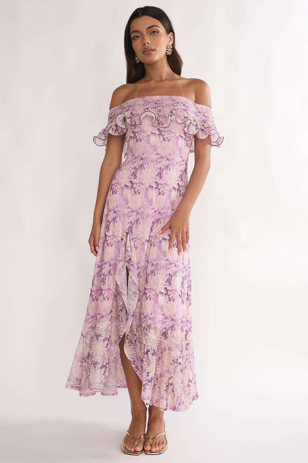 Moonlit Magic Off-Shoulder Maxi Dress Floral Dress by Selfie Leslie Australia