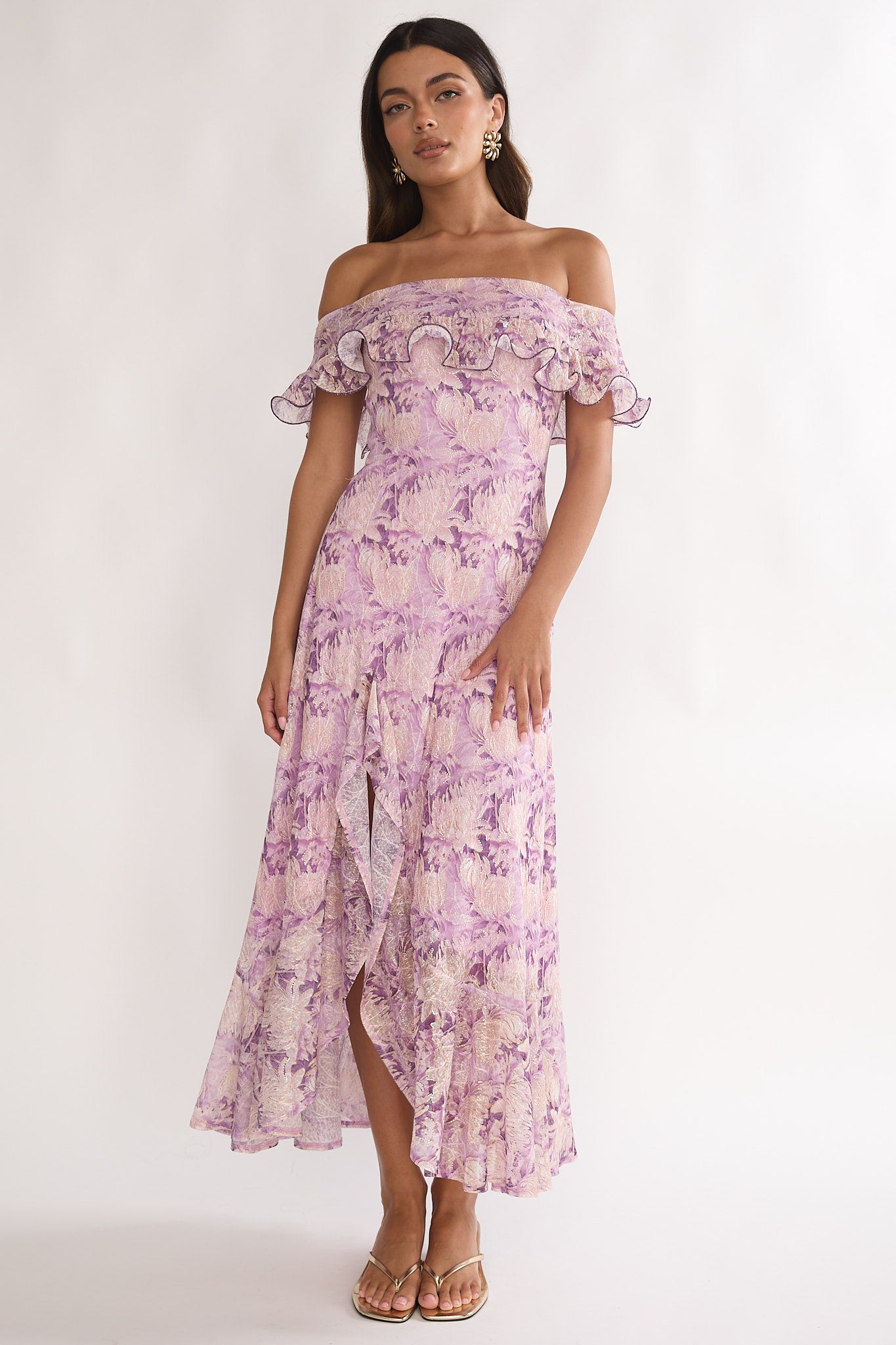 Moonlit Magic Off-Shoulder Maxi Dress Floral Dress by Selfie Leslie Australia