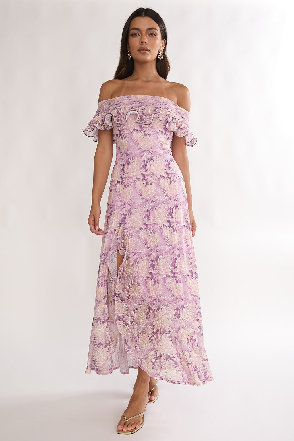Moonlit Magic Off-Shoulder Maxi Dress Floral Dress by Selfie Leslie Australia