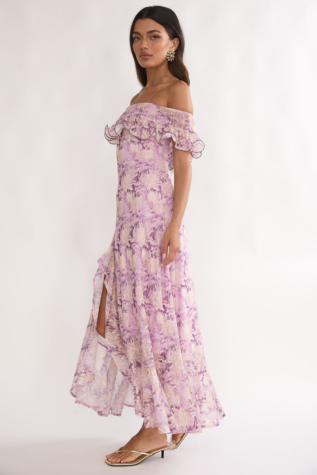 Moonlit Magic Off-Shoulder Maxi Dress Floral Dress by Selfie Leslie Australia