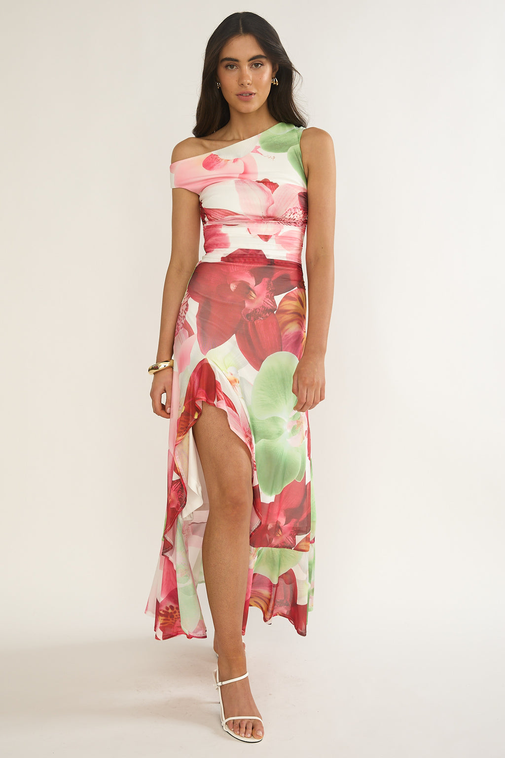 Moonlit Magic Asymmetric Neckline Maxi Dress Floral by Selfie Leslie Australia