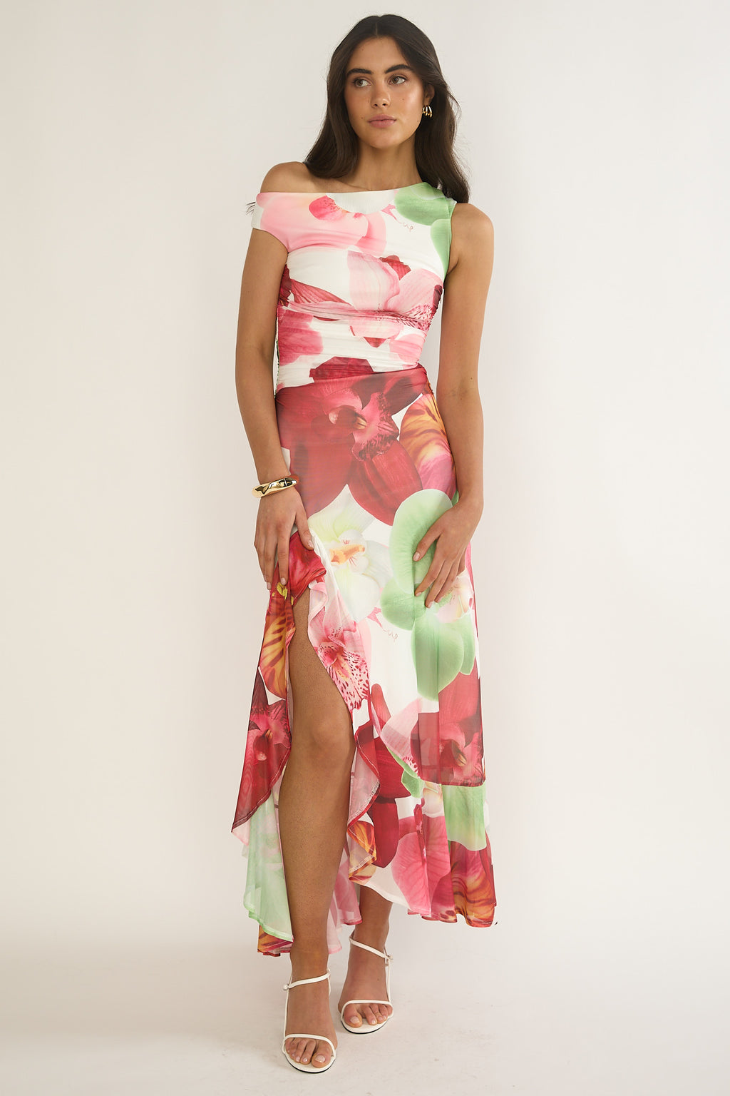 Moonlit Magic Asymmetric Neckline Maxi Dress Floral by Selfie Leslie Australia