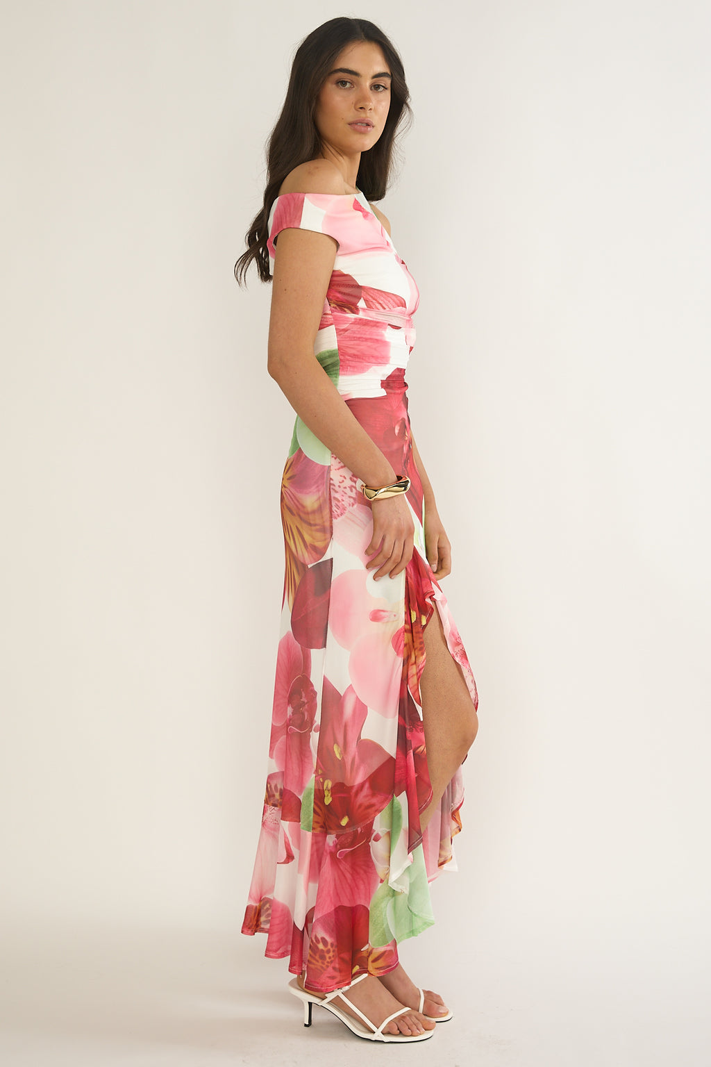 Moonlit Magic Asymmetric Neckline Maxi Dress Floral by Selfie Leslie Australia