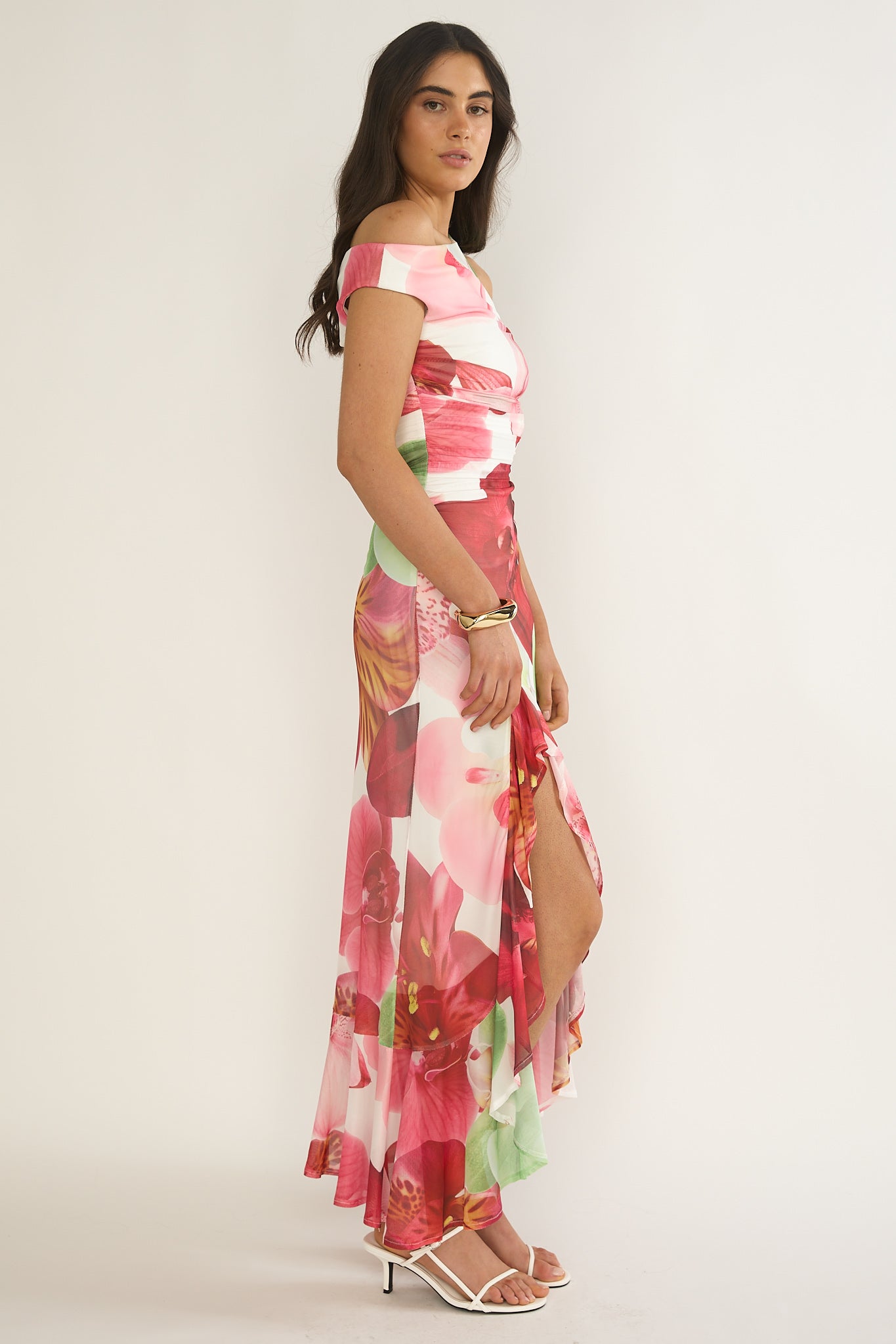 Moonlit Magic Asymmetric Neckline Maxi Dress Floral by Selfie Leslie Australia