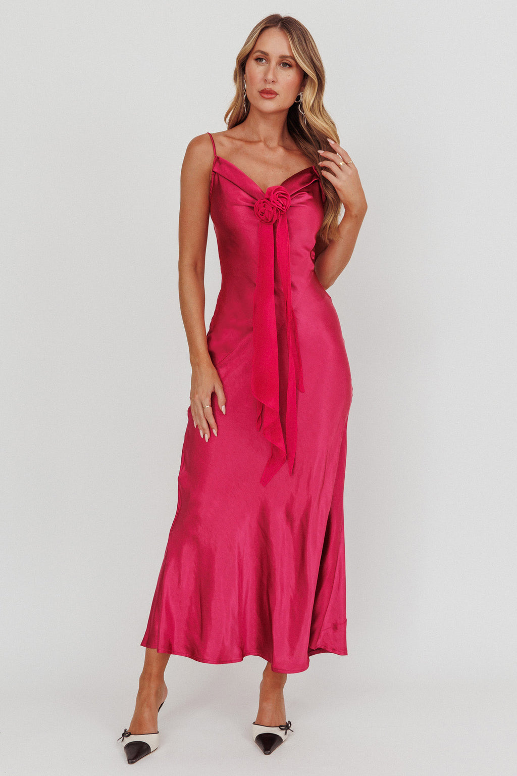 Afterglow Backless Cowl Neck Maxi Dress Berry by Selfie Leslie Australia