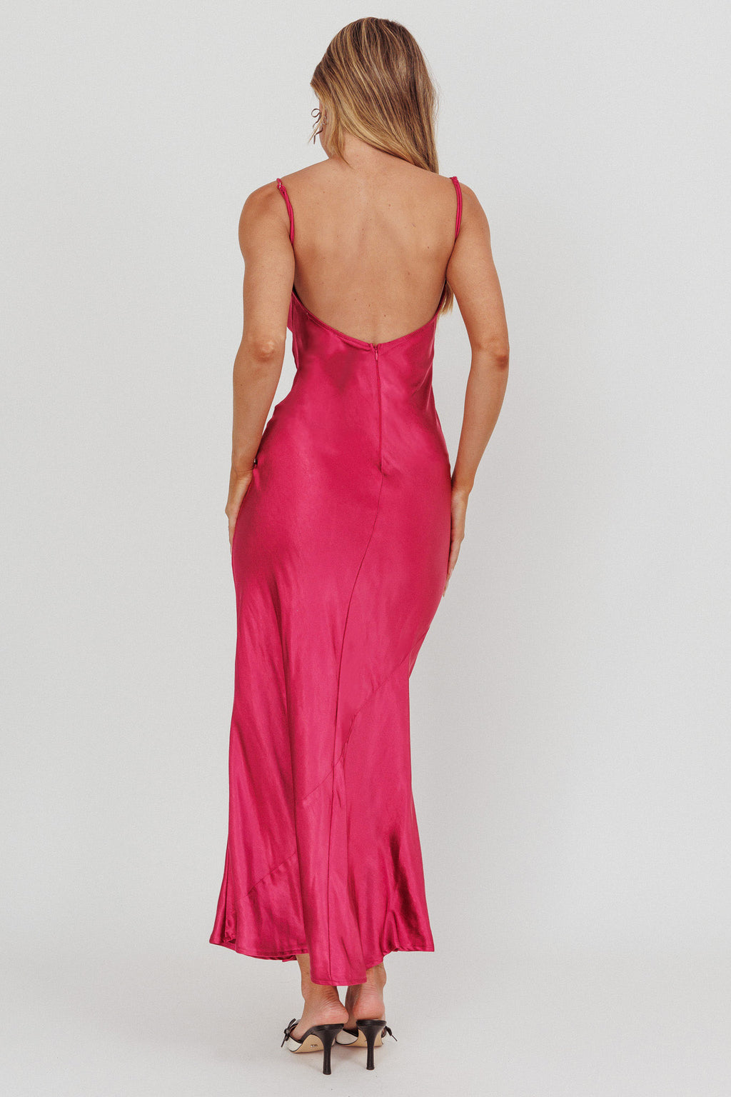 Afterglow Backless Cowl Neck Maxi Dress Berry by Selfie Leslie Australia