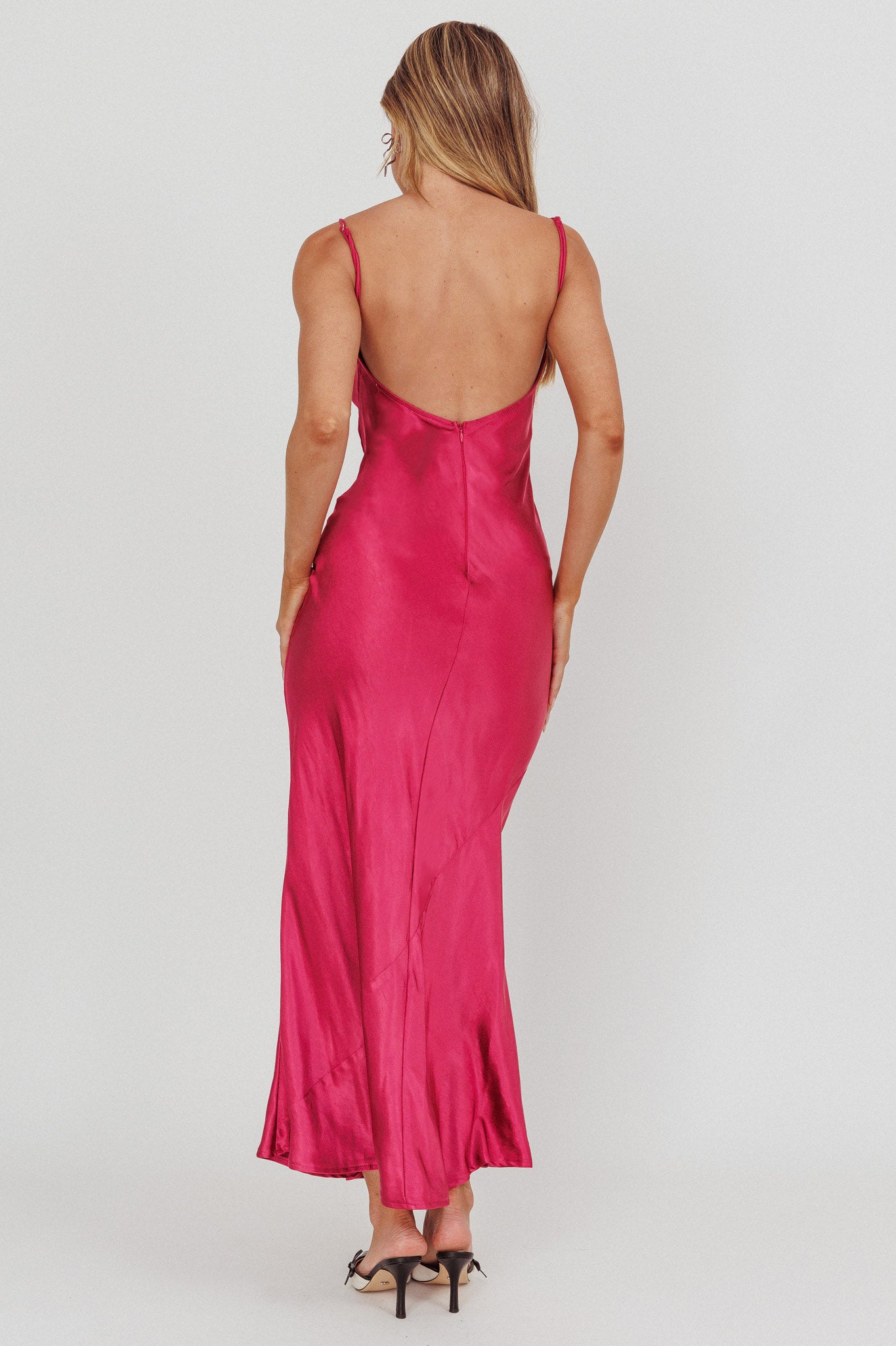 Afterglow Backless Cowl Neck Maxi Dress Berry by Selfie Leslie Australia