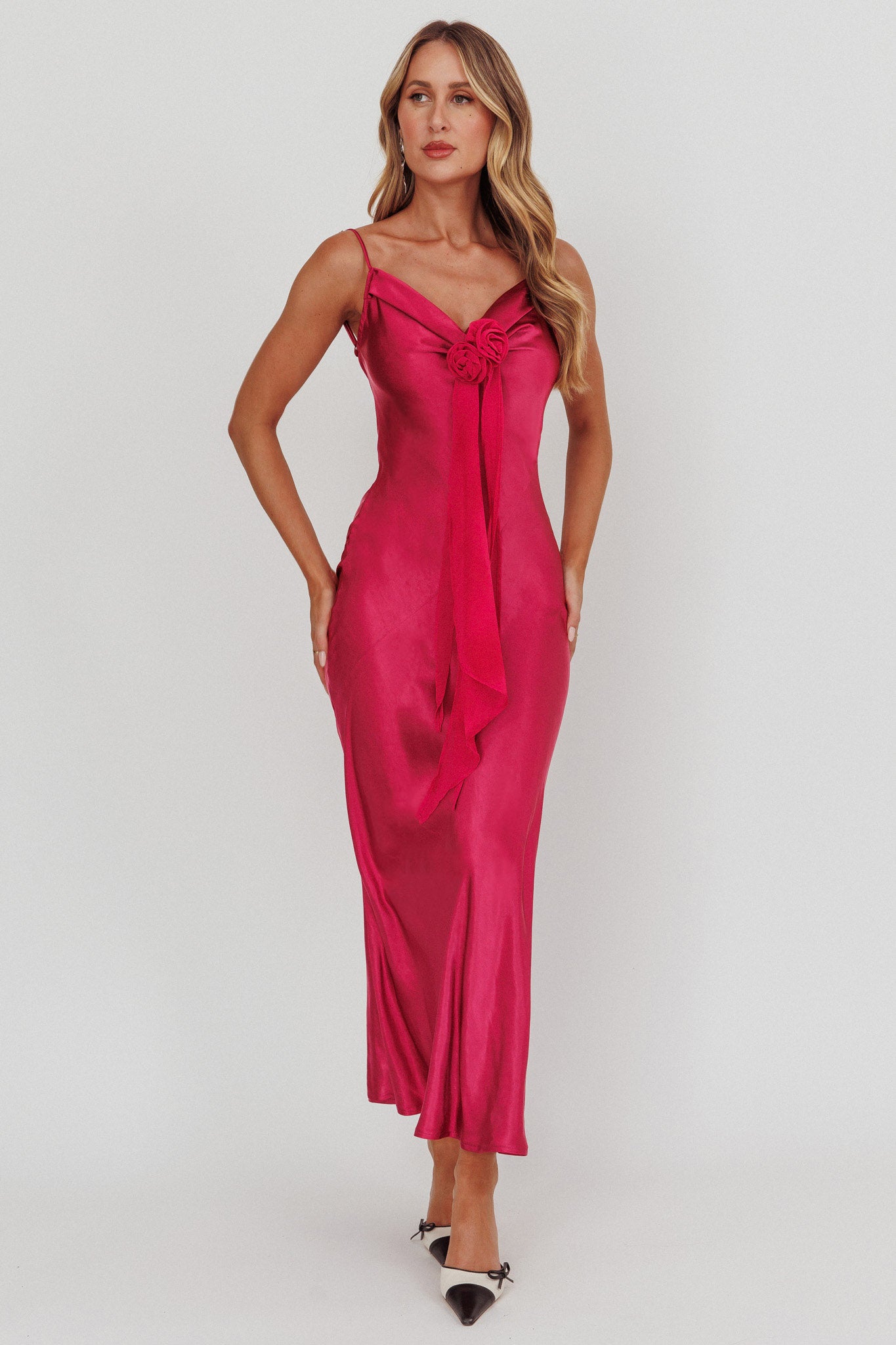 Afterglow Backless Cowl Neck Maxi Dress Berry by Selfie Leslie Australia