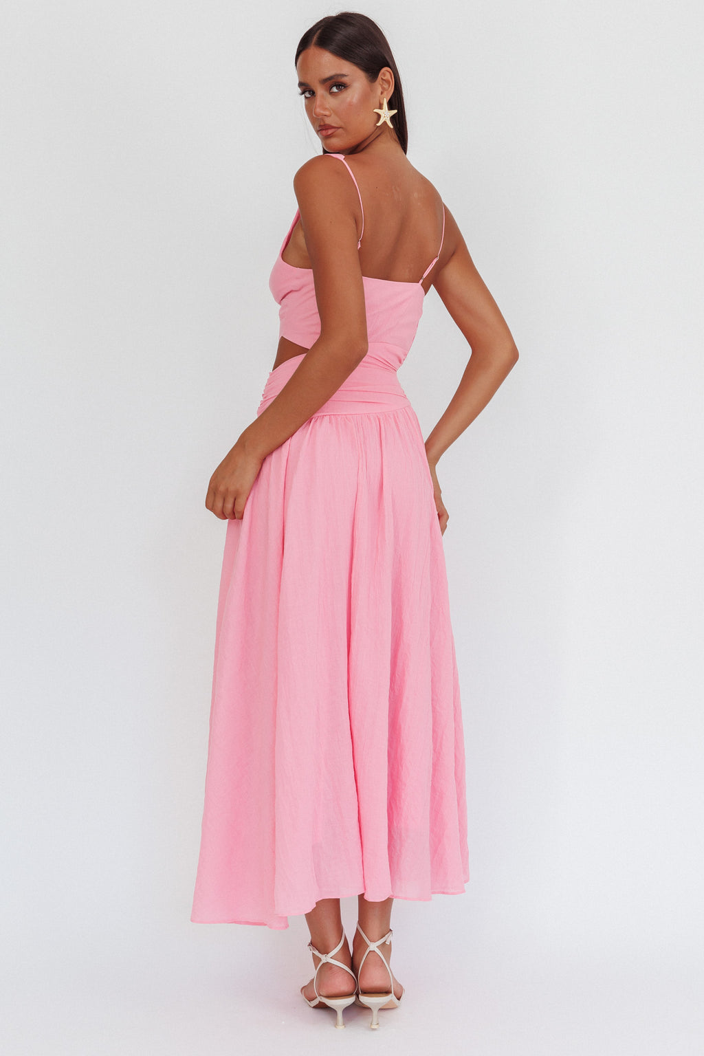 First Dates Waist Cut-Out Maxi Dress Pink by Selfie Leslie Australia