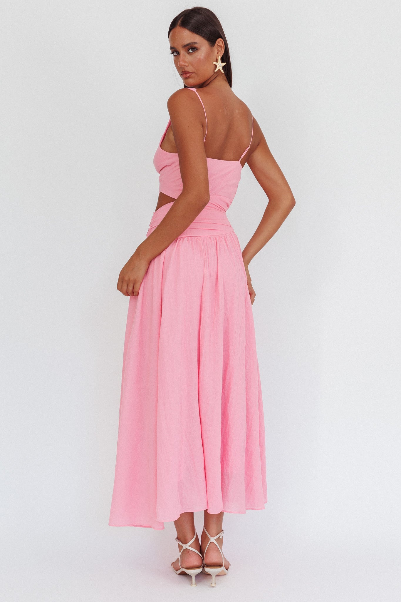 First Dates Waist Cut-Out Maxi Dress Pink by Selfie Leslie Australia