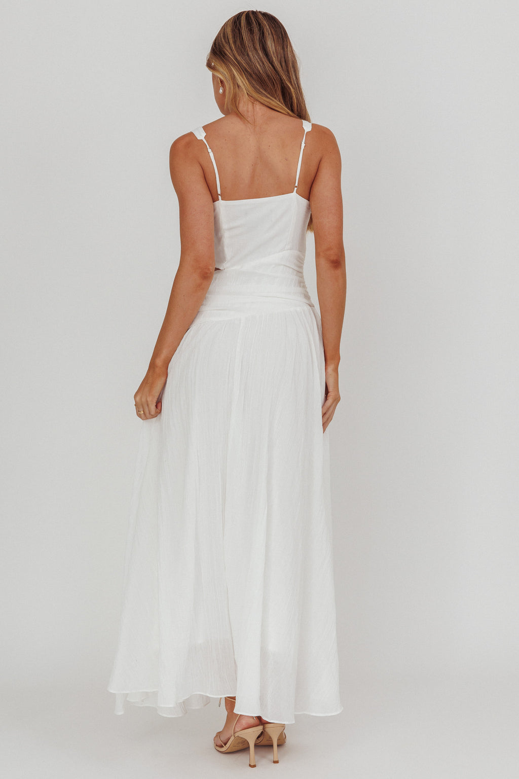 First Dates Waist Cut-Out Maxi Dress White by Selfie Leslie Australia