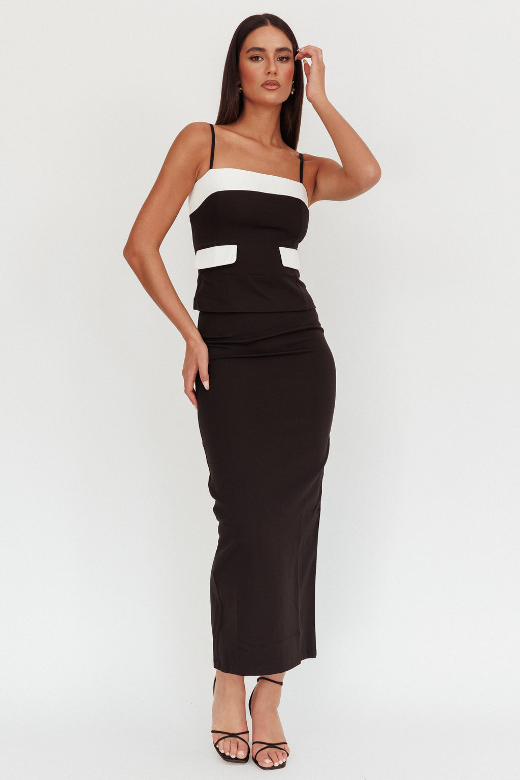 Switched On Column Maxi Skirt Black by Selfie Leslie Australia