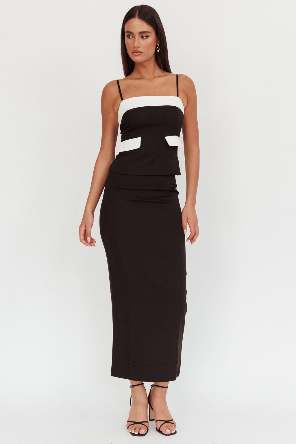 Switched On Column Maxi Skirt Black by Selfie Leslie Australia
