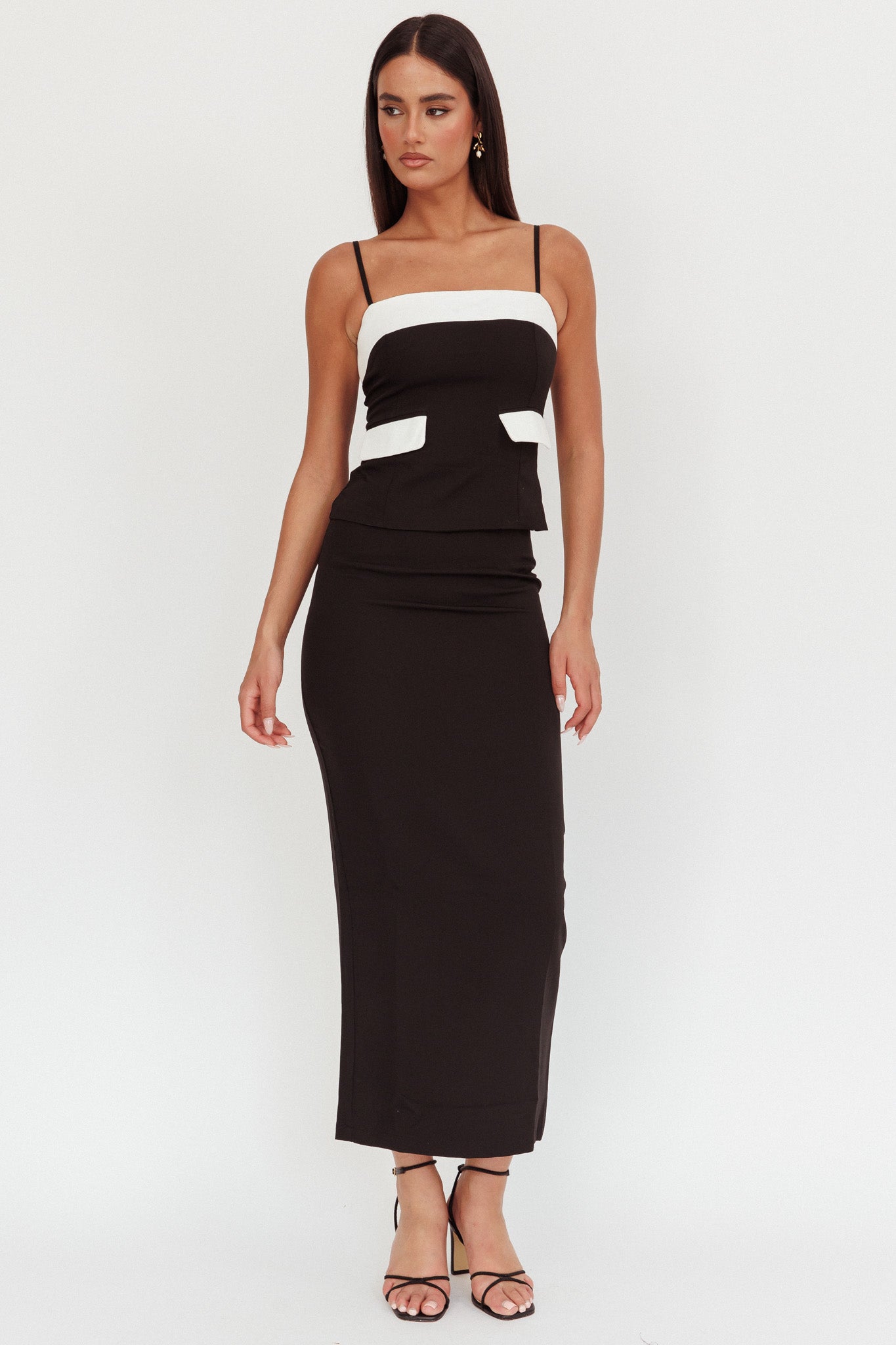 Switched On Column Maxi Skirt Black by Selfie Leslie Australia