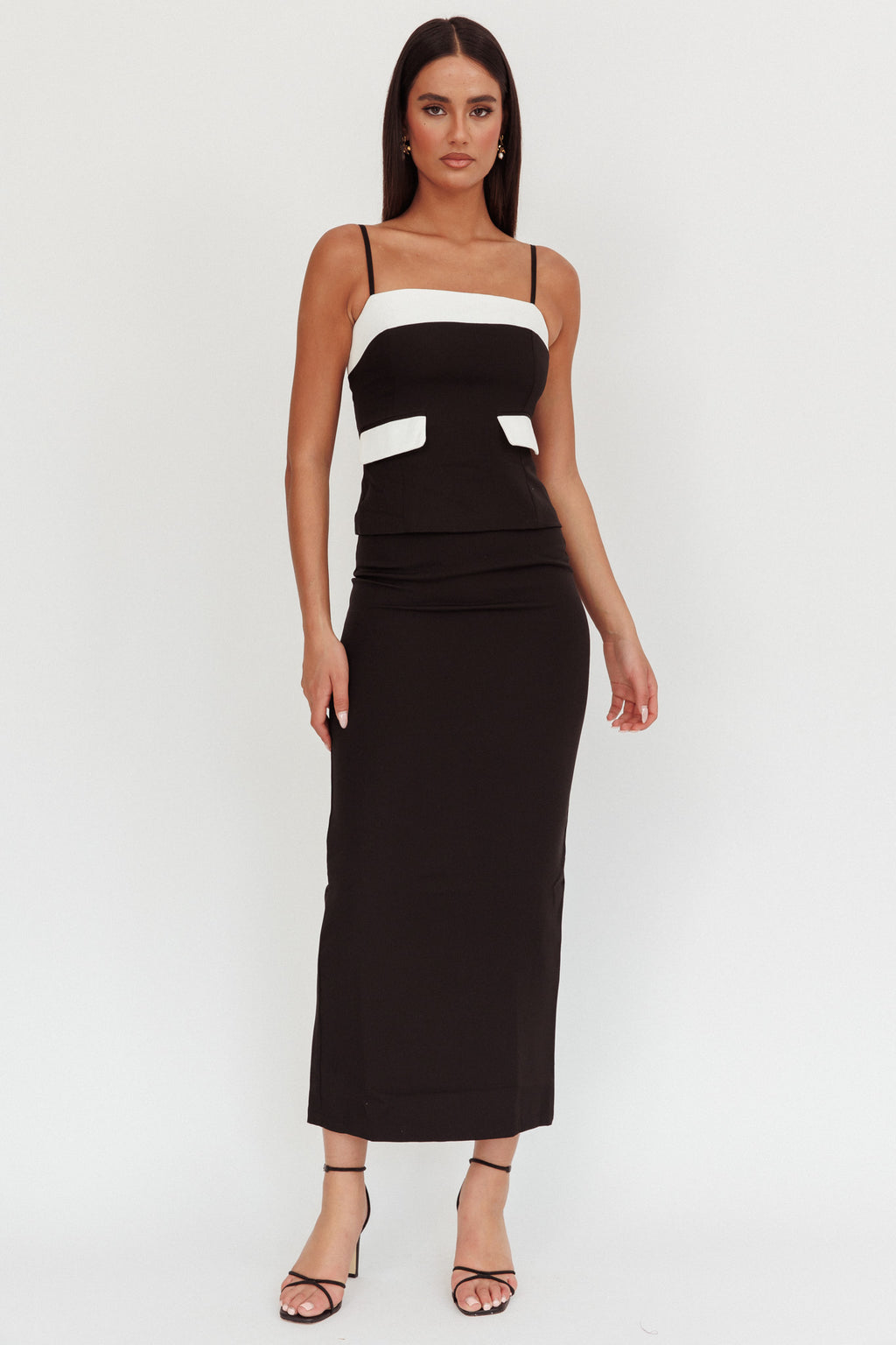 Switched On Column Maxi Skirt Black by Selfie Leslie Australia