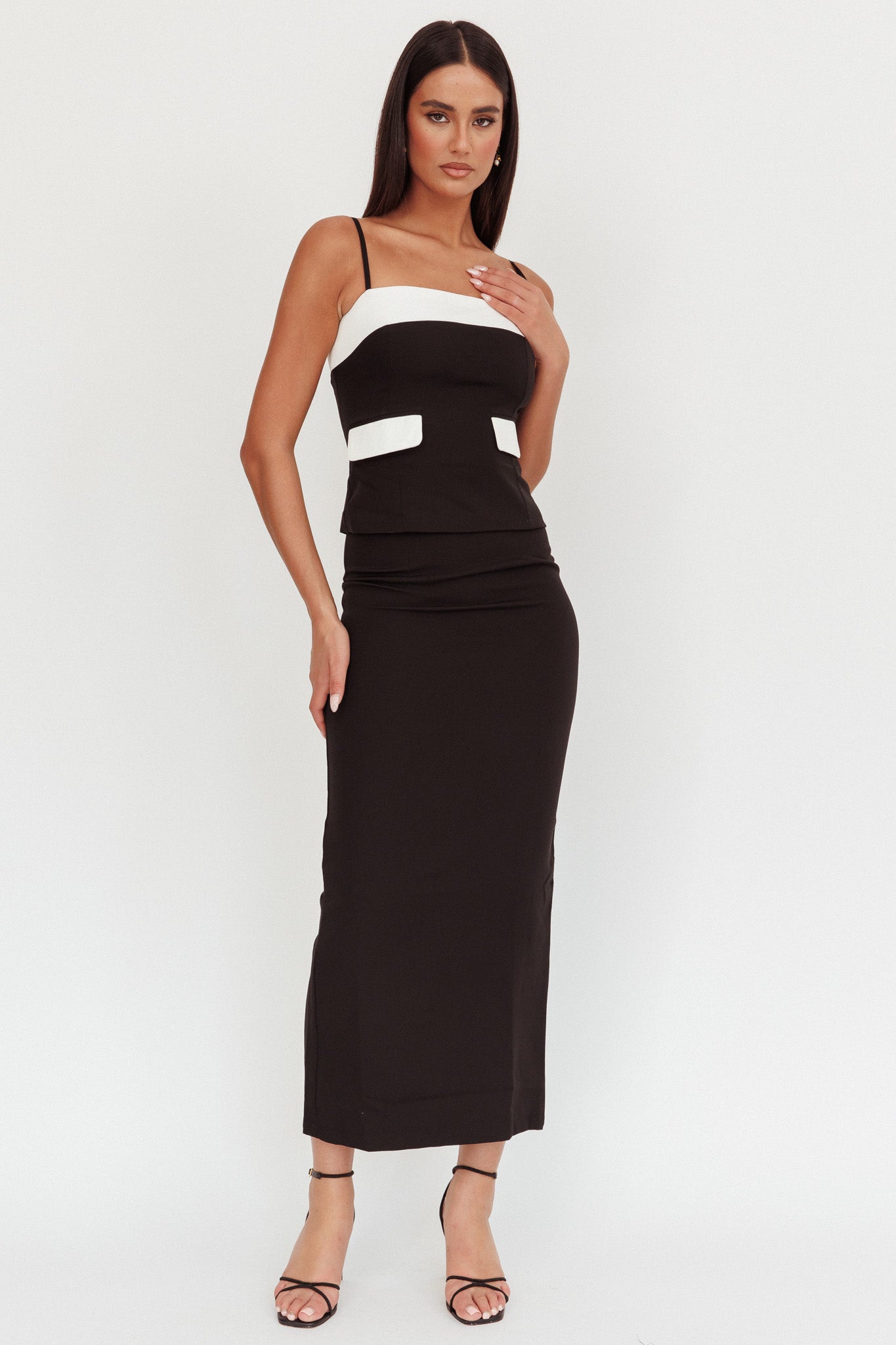 Switched On Faux Pocket Cami Top Black by Selfie Leslie Australia