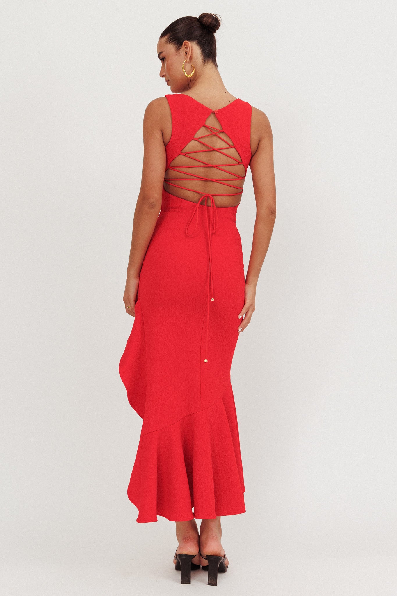 Lights On Asymmetric Hem Maxi Dress Red by Selfie Leslie Australia