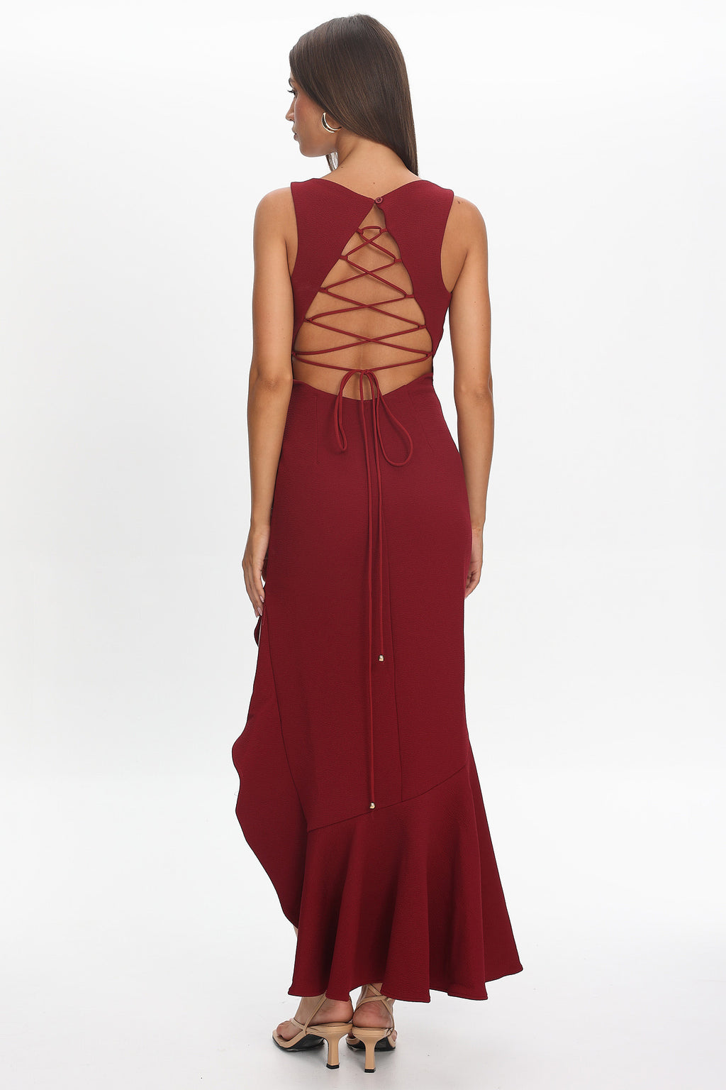 Lights On Asymmetric Hem Maxi Dress Wine by Selfie Leslie Australia