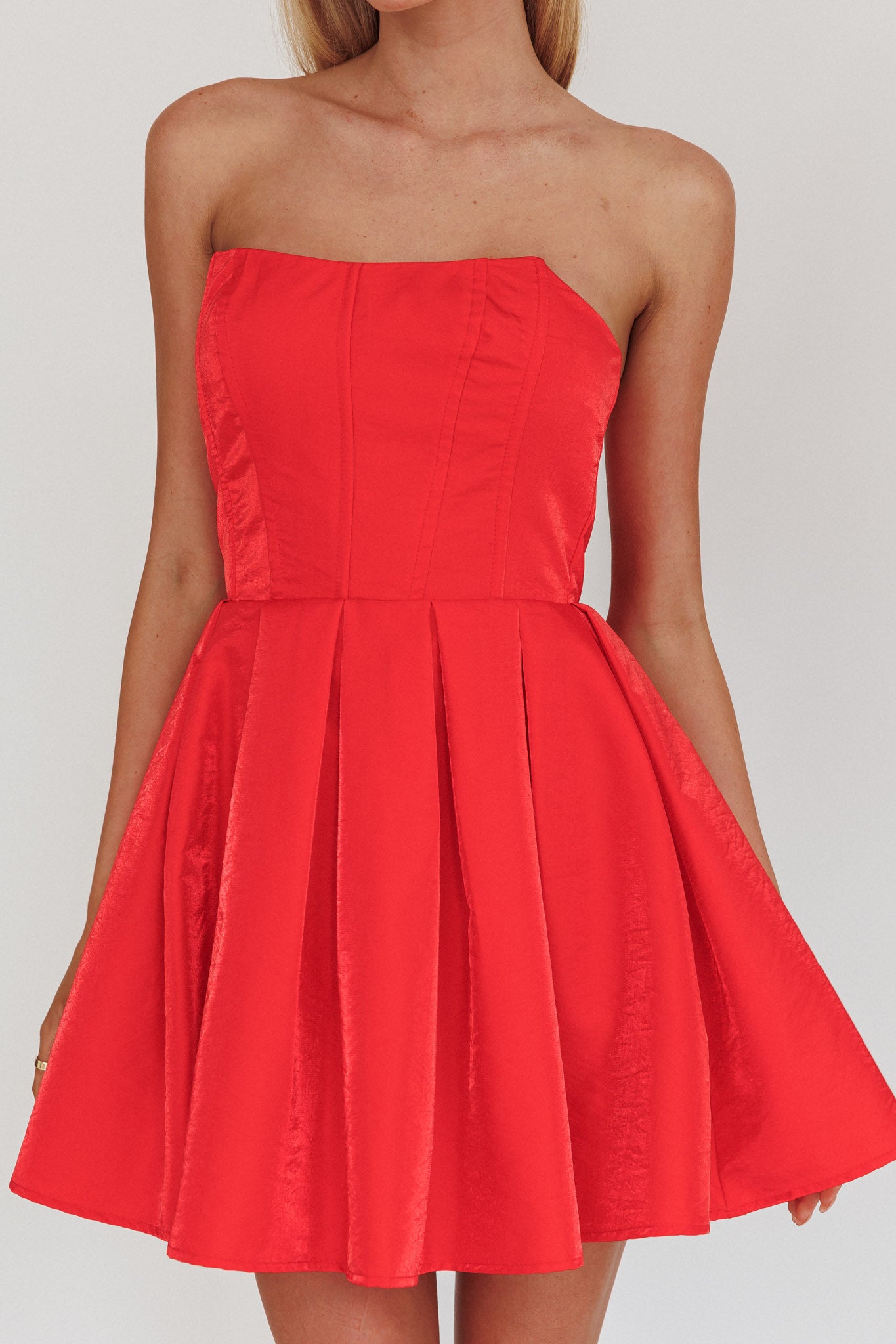Loveless Strapless Flared Mini Dress Red by Selfie Leslie Australia